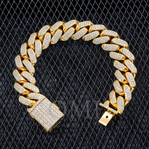 10K GOLD ROUND DIAMONDS 15MM CUBAN LINK BRACELET 5.75 CT