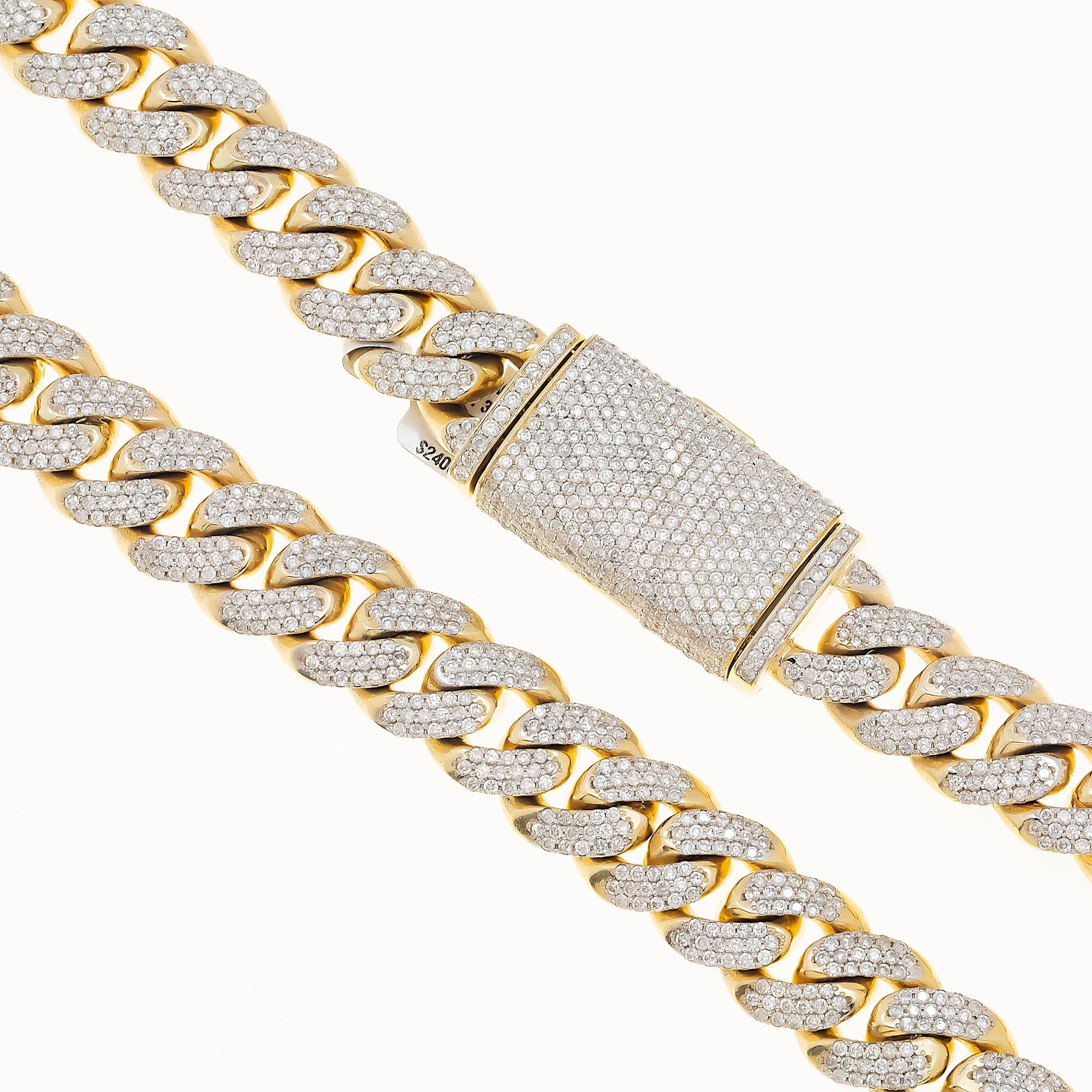 14K GOLD DIAMOND 15MM CUBAN LINK CHAIN 32.20 CT