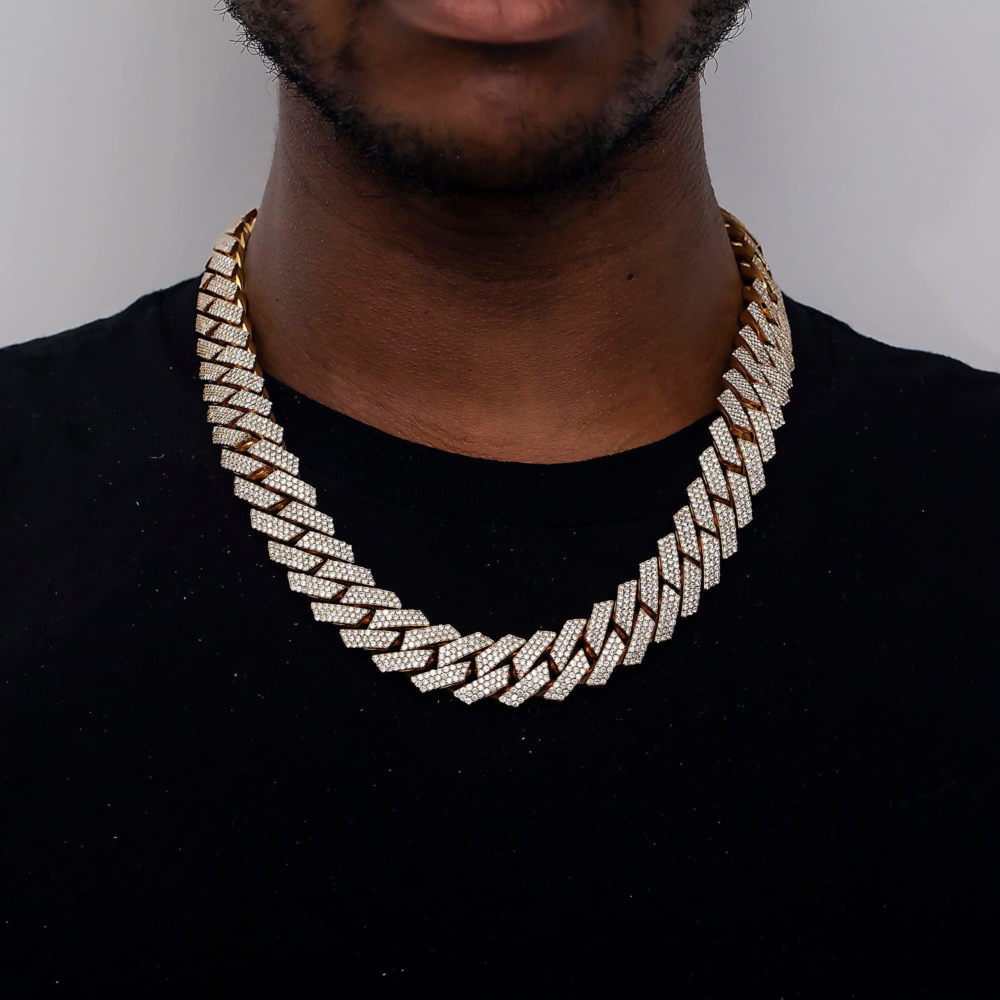 14K GOLD DIAMOND 19MM CUBAN LINK CHAIN 38.50 CT
