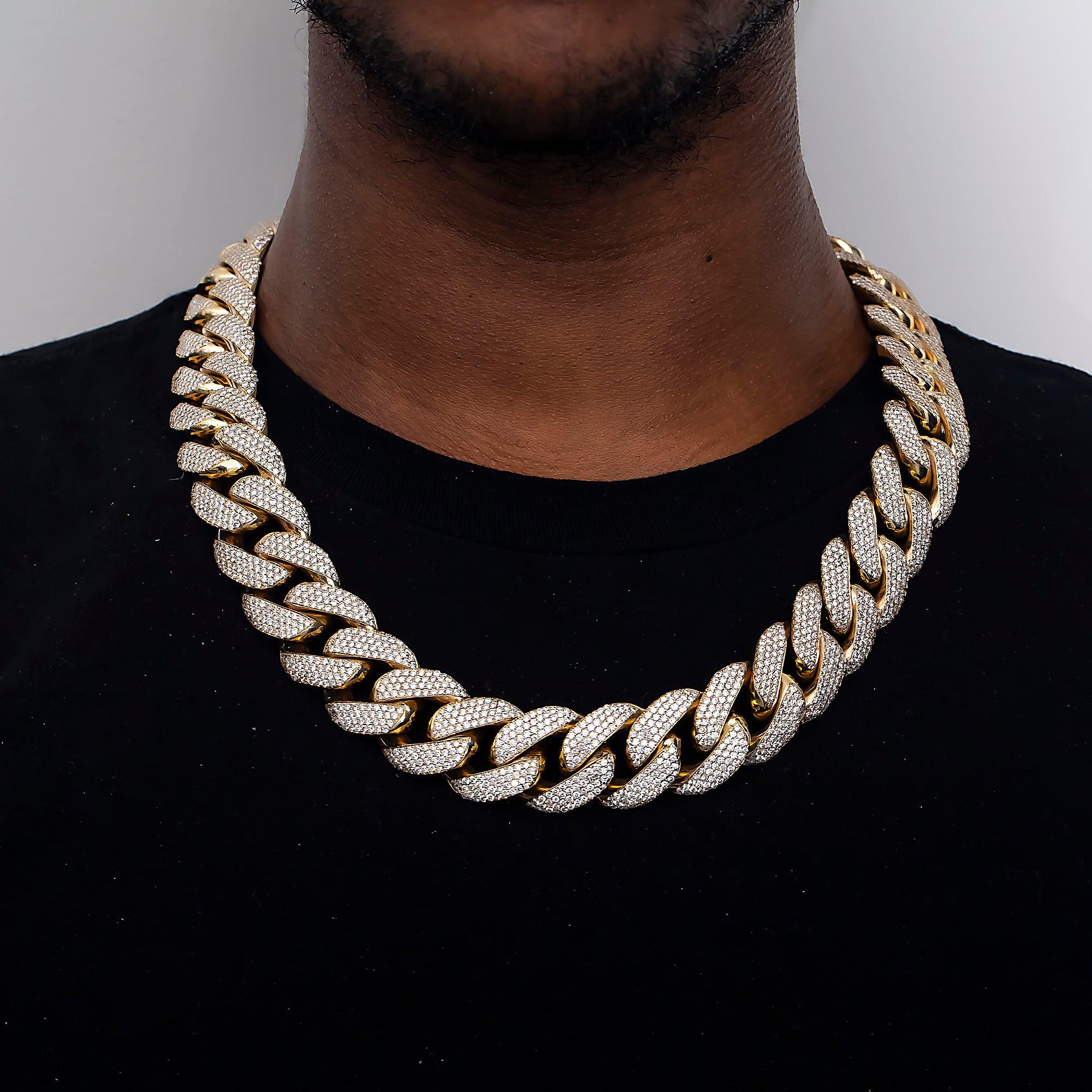 10K GOLD DIAMOND 25MM CUBAN LINK CHAIN 50.00 CT