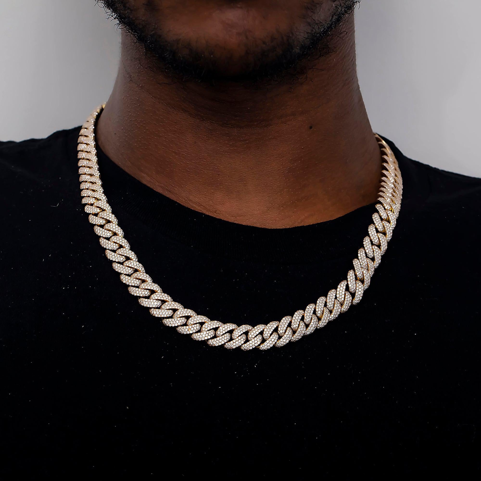 10K GOLD DIAMOND 12MM CUBAN LINK CHAIN 27.50 CT