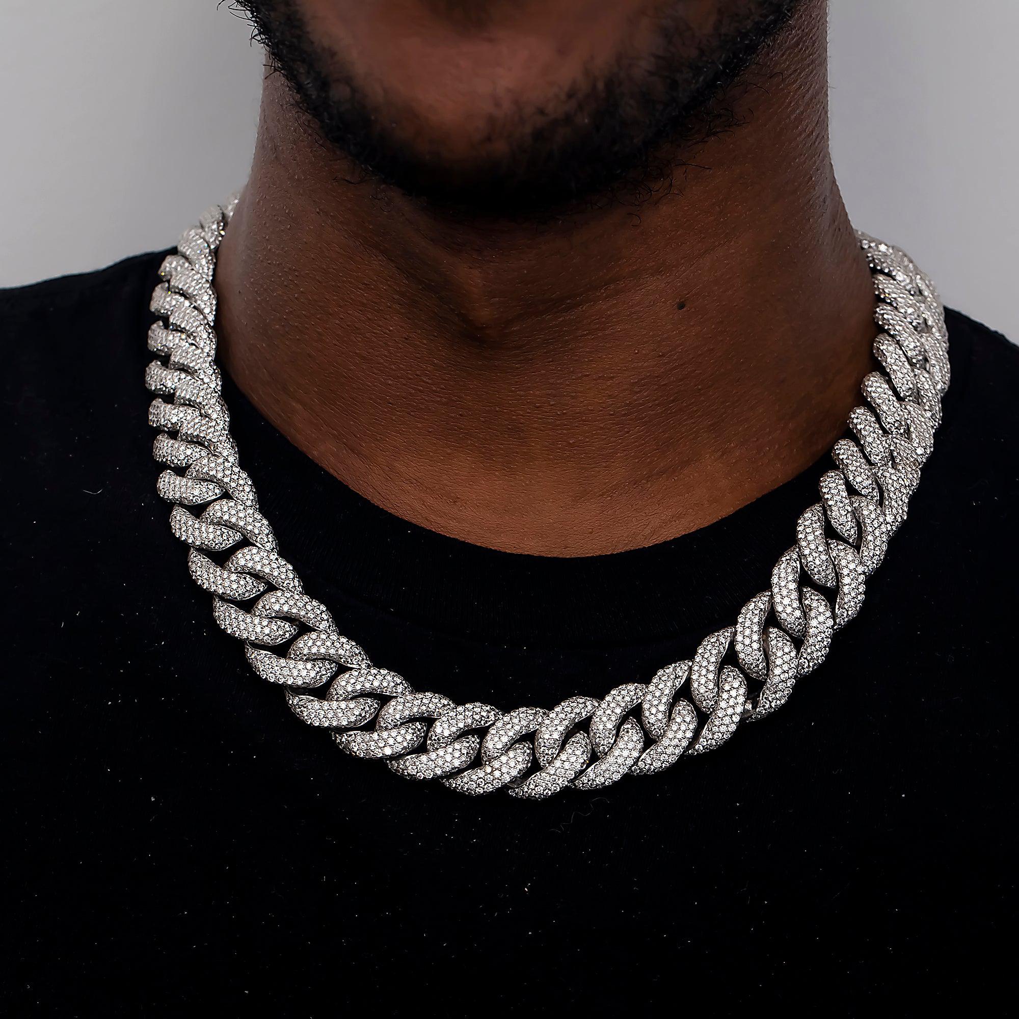 10K GOLD DIAMOND 20MM CUBAN LINK CHAIN 52.00 CT