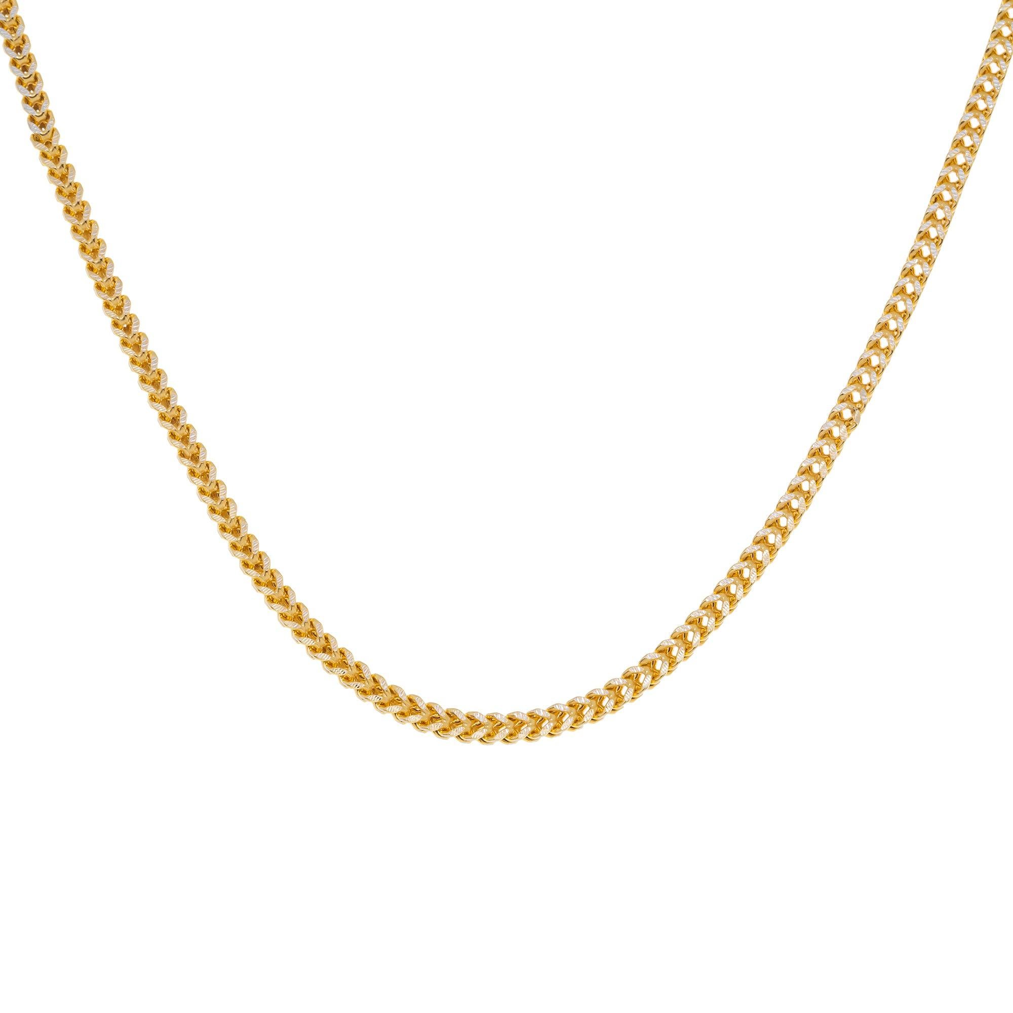 14K GOLD DIAMOND CUT 3MM FRANCO CHAIN