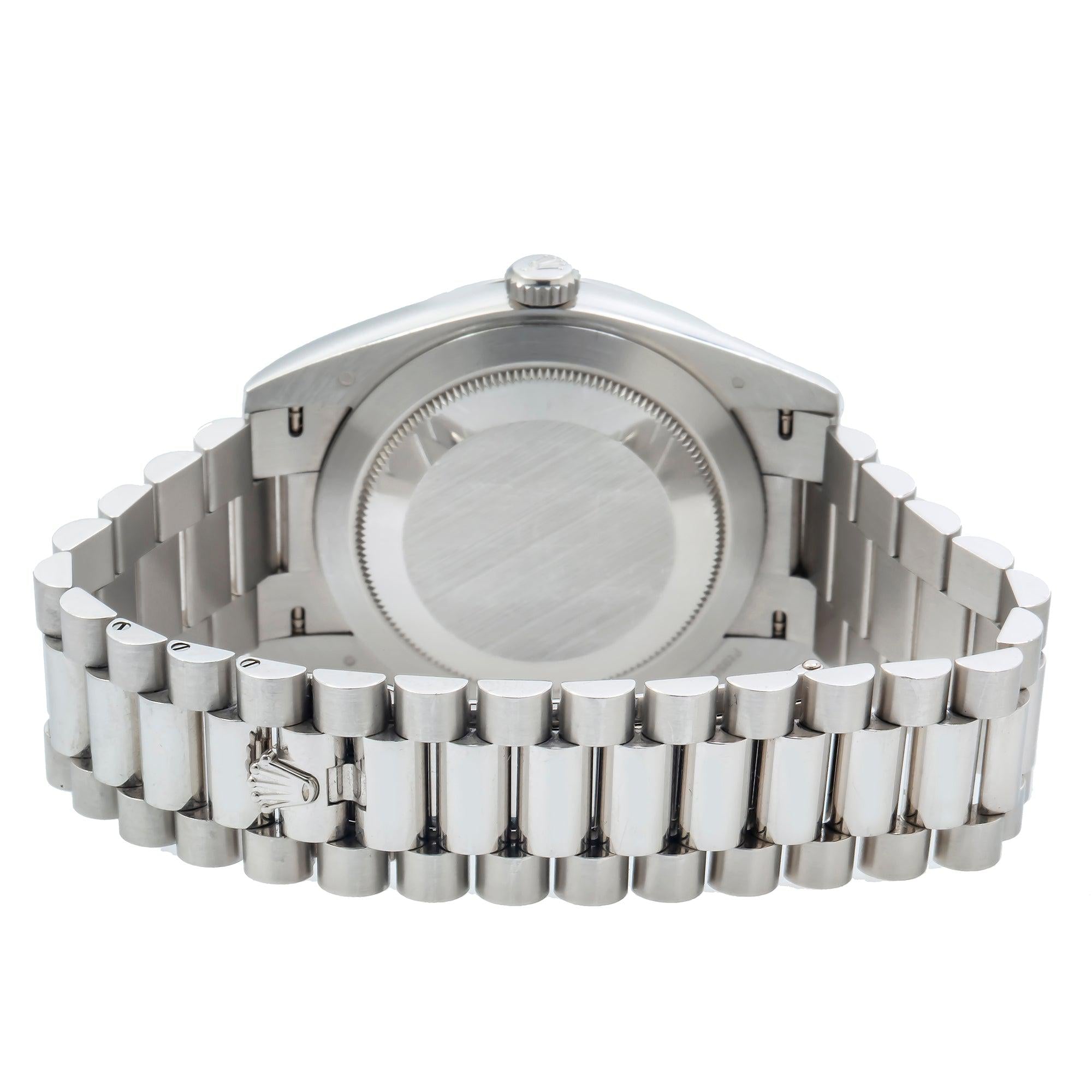 Rolex Day-Date 40MM 228206 Ice Blue Roman Dial Platinum Smooth Bezel Platinum President Bracelet