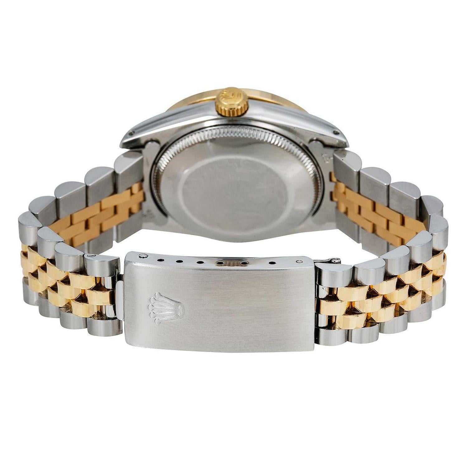 Rolex Datejust 31MM 6824 Black Mother of Pearl Roman Diamond Dial Diamond Bezel Two Tone Yellow Gold Jubilee Bracelet