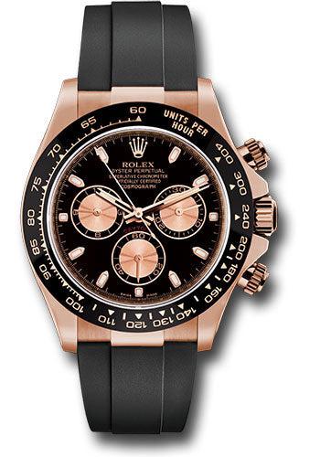 Rolex rose gold black strap sale