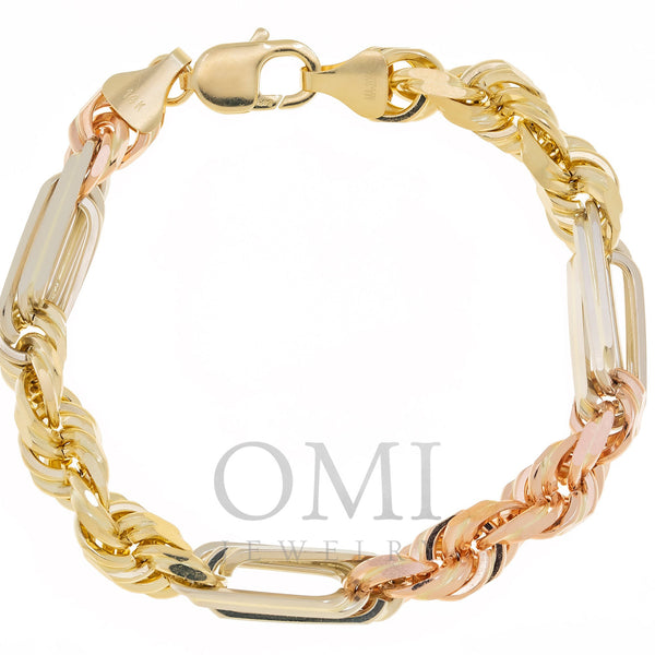 14K Yellow Gold Curb Link Chain Mens Bracelet | 5.75-6.5mm - 8.5