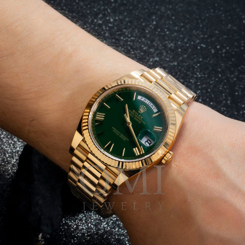 Rolex Day-Date 228238 40MM Green Dial With Yellow Gold President Bracelet