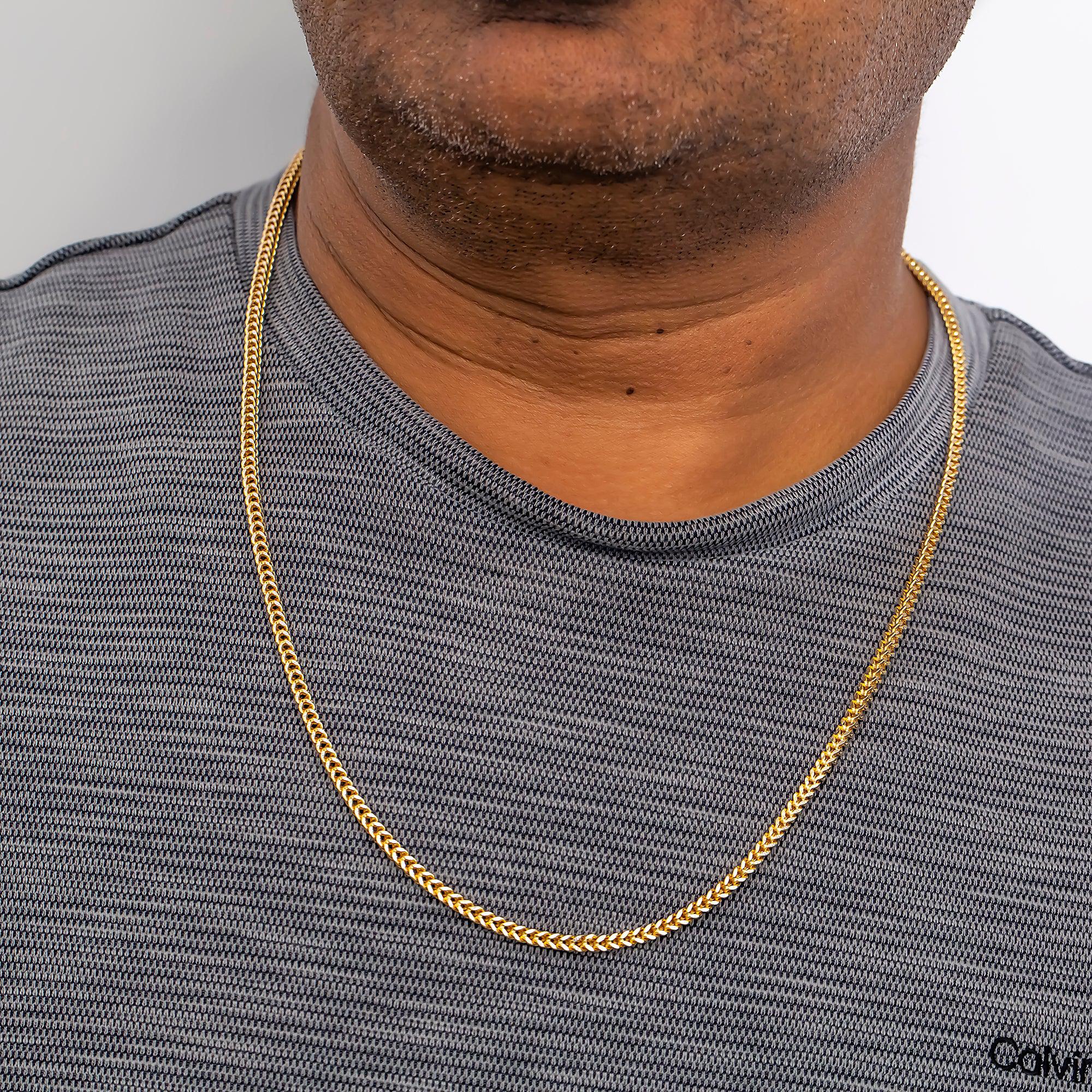 14K GOLD DIAMOND CUT 3MM FRANCO CHAIN