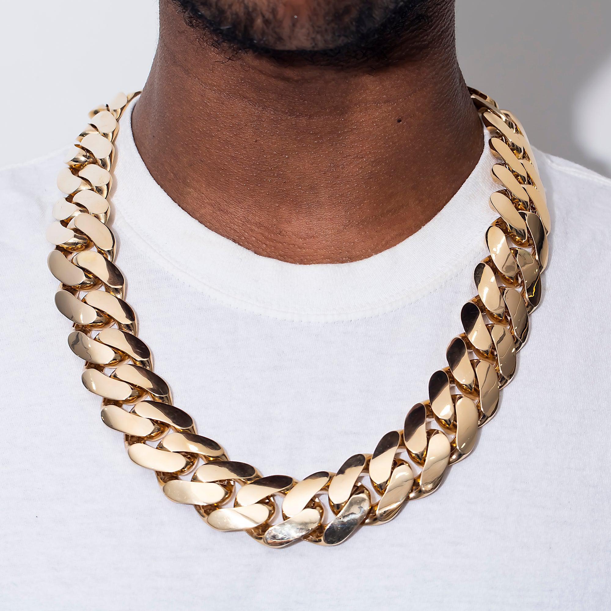 14K GOLD 24MM FLAT CUBAN LINK CHAIN