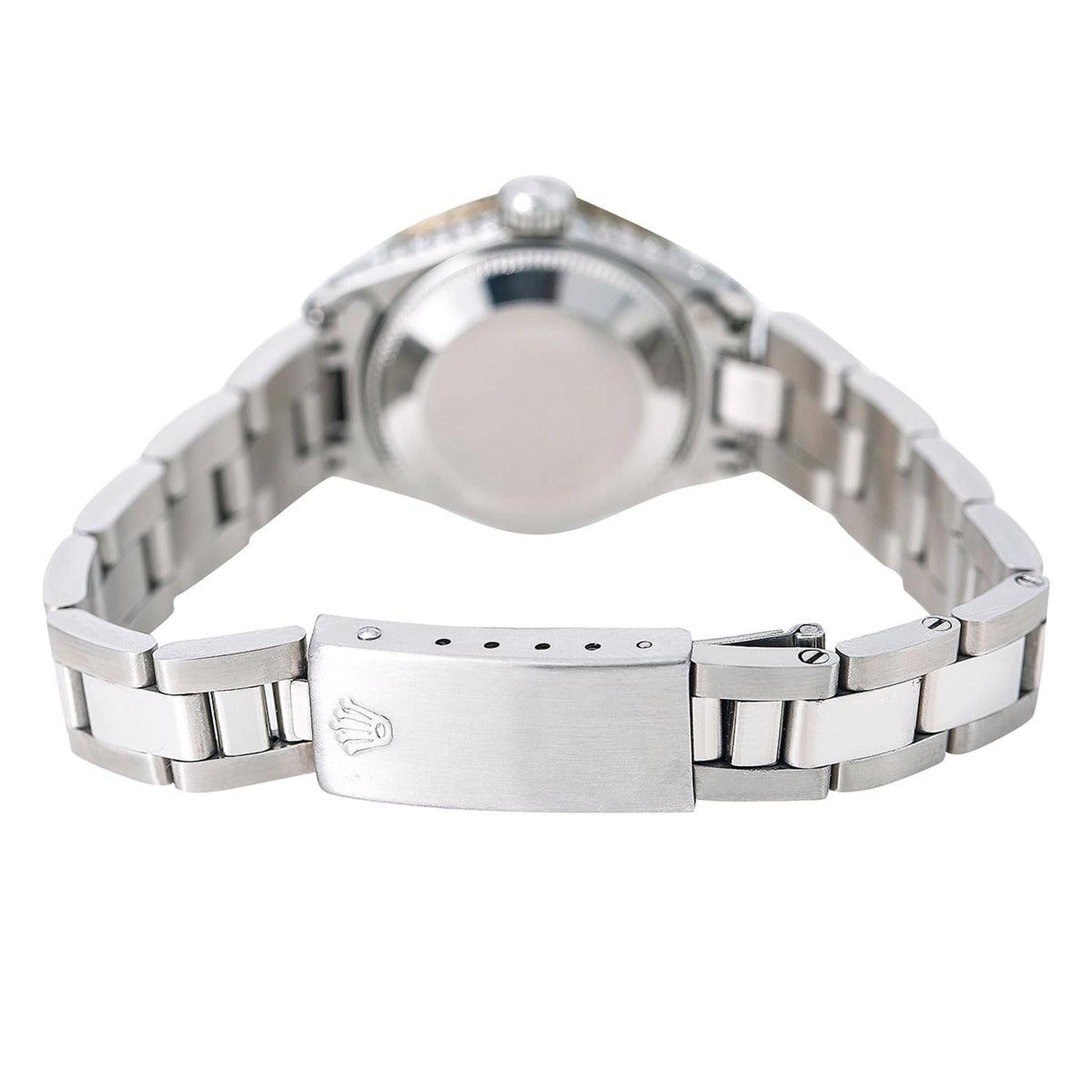 Rolex Datejust 26MM 69160 Pink Mother of Pearl Diamond Dial Diamond Bezel Stainless Steel Oyster Bracelet