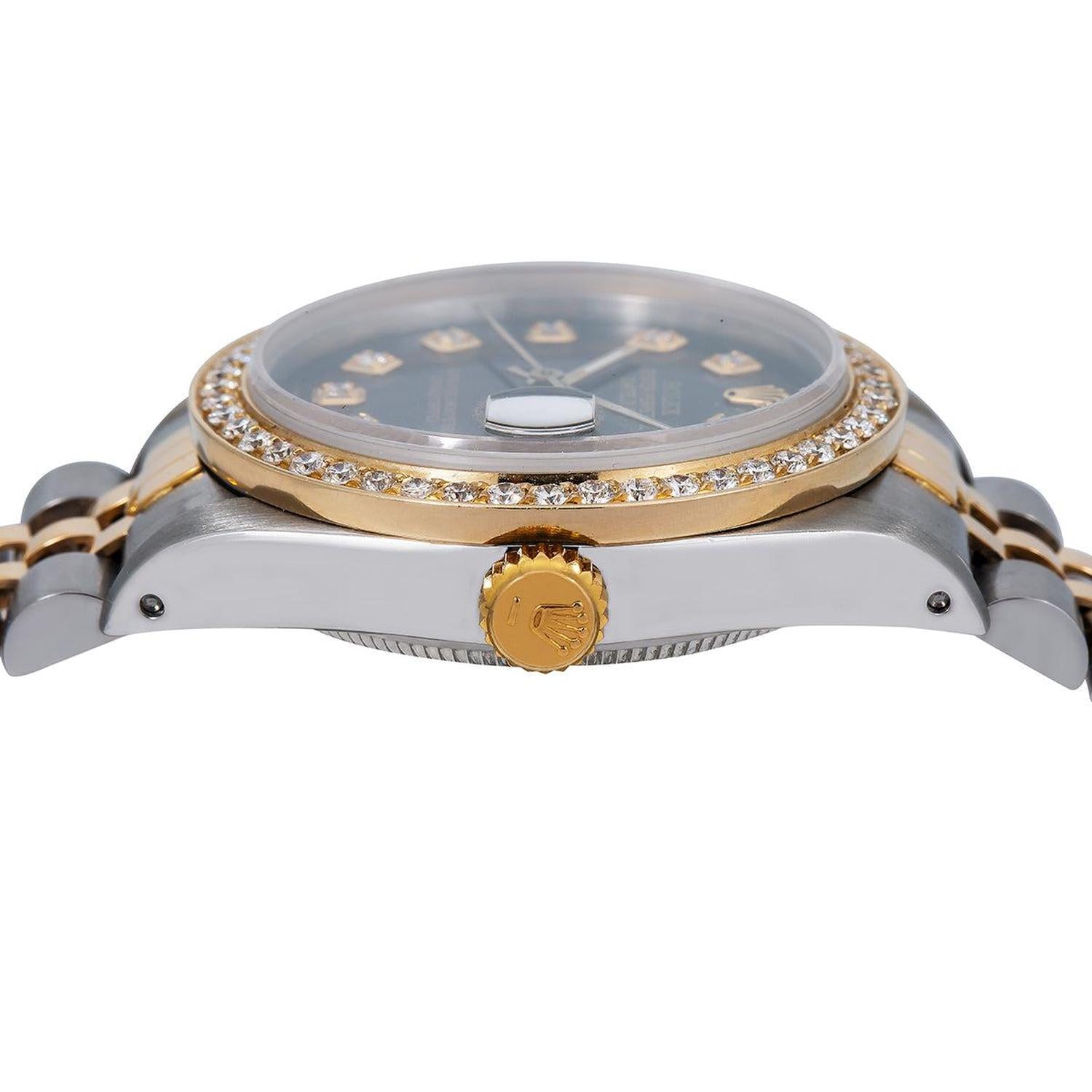 Rolex Datejust 31MM 6824 Black Diamond Dial Diamond Bezel Two Tone Yellow Gold Jubilee Bracelet