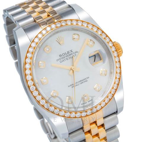 Rolex Datejust 116243 36MM Silver Diamond Dial And Bezel With Two Tone Jubilee Bracelet