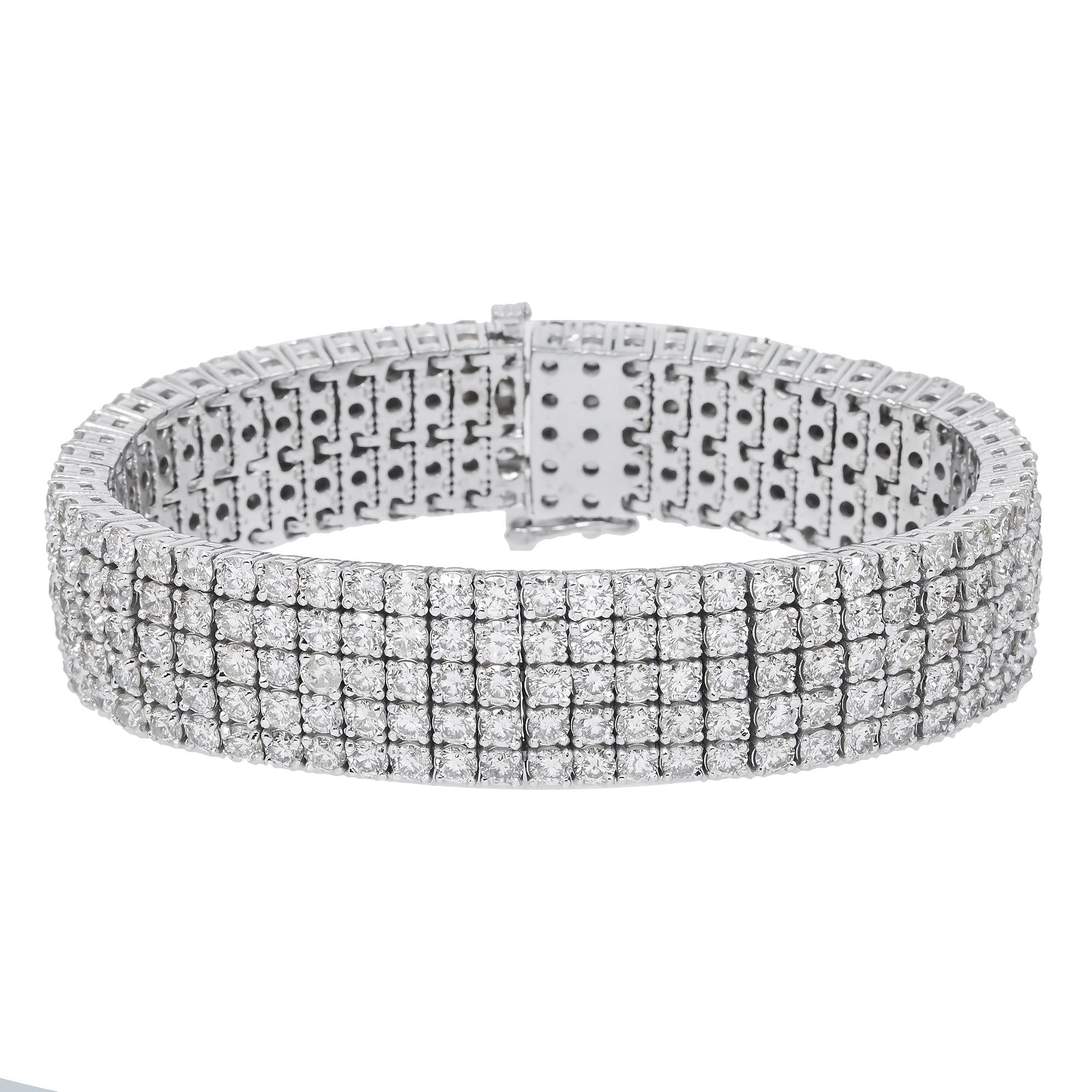 18K GOLD ROUND DIAMOND MULTI-ROW TENNIS BRACELET