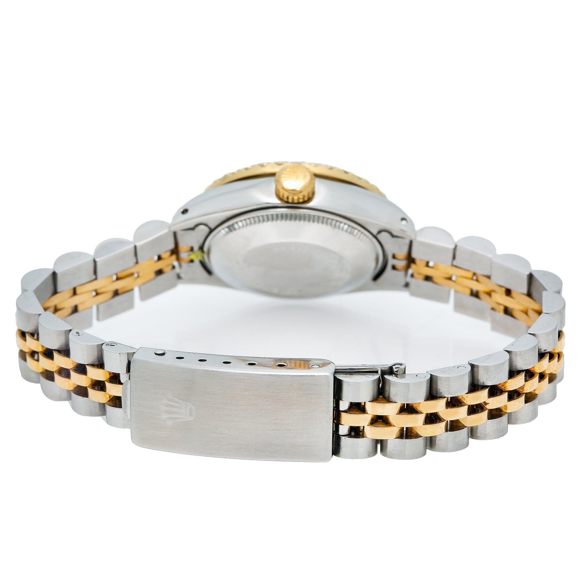 Rolex Datejust 26MM 6917 White Mother of Pearl Diamond Dial Diamond Bezel Two Tone Yellow Gold Jubilee Bracelet