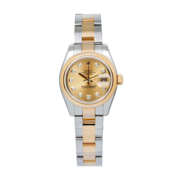 Rolex Datejust 26MM 179163 Champagne Diamond Dial Smooth Bezel Two