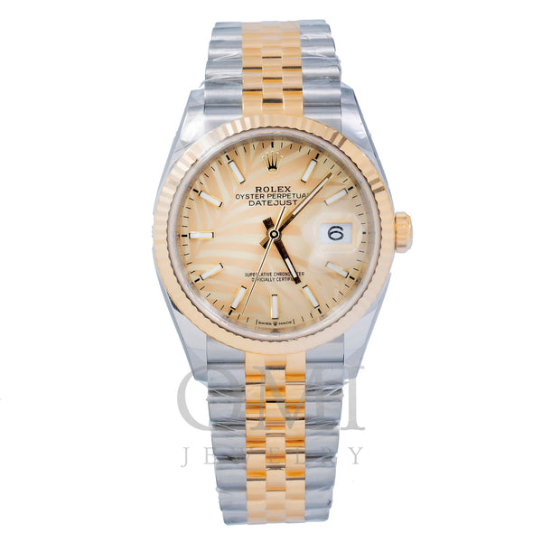 Rolex Datejust 126233 36MM Champagne Palm Dial With Two Tone Jubilee Bracelet