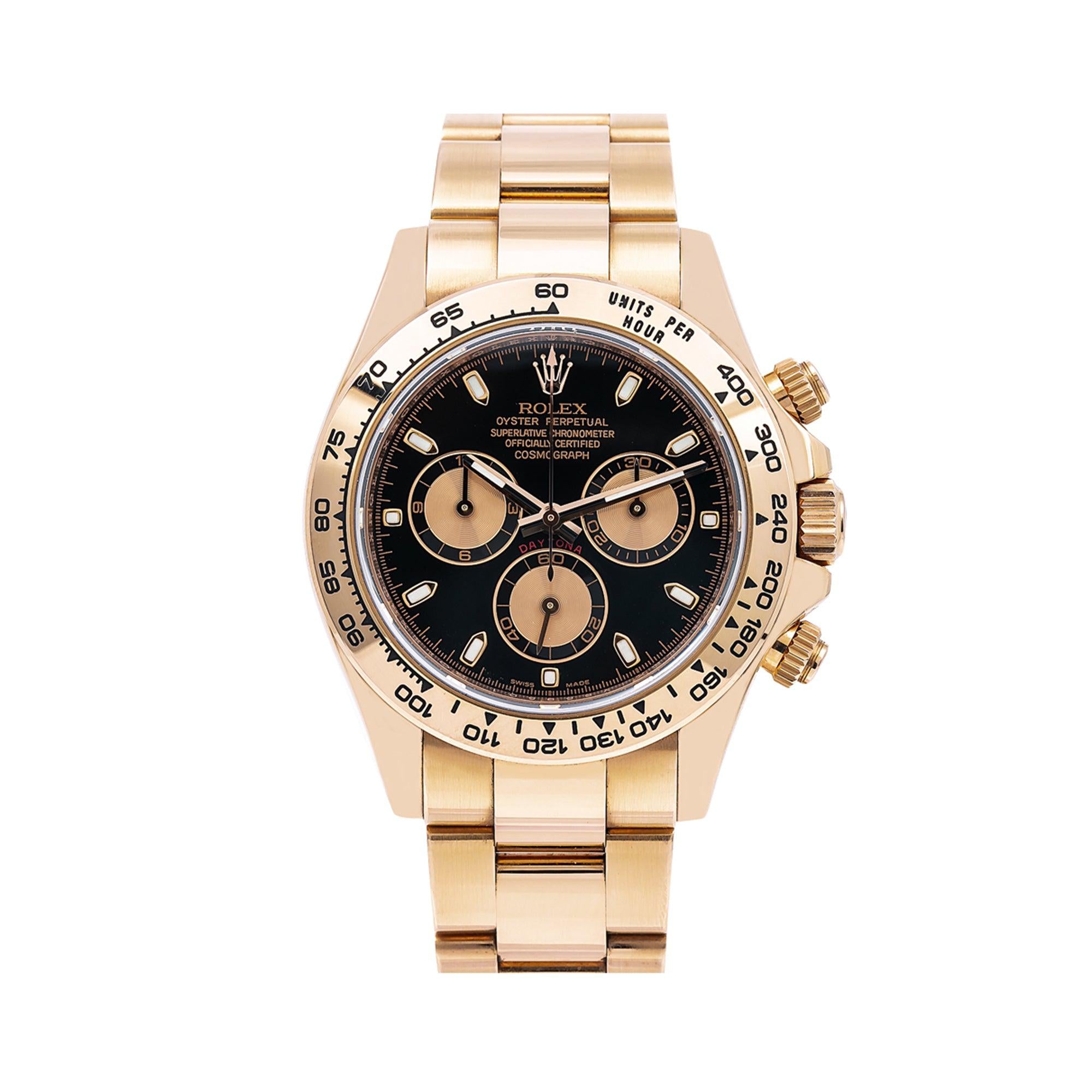Rolex Cosmograph Daytona 40MM 116505 Black Dial 18K Rose Gold Bezel Rose Gold Oyster Bracelet