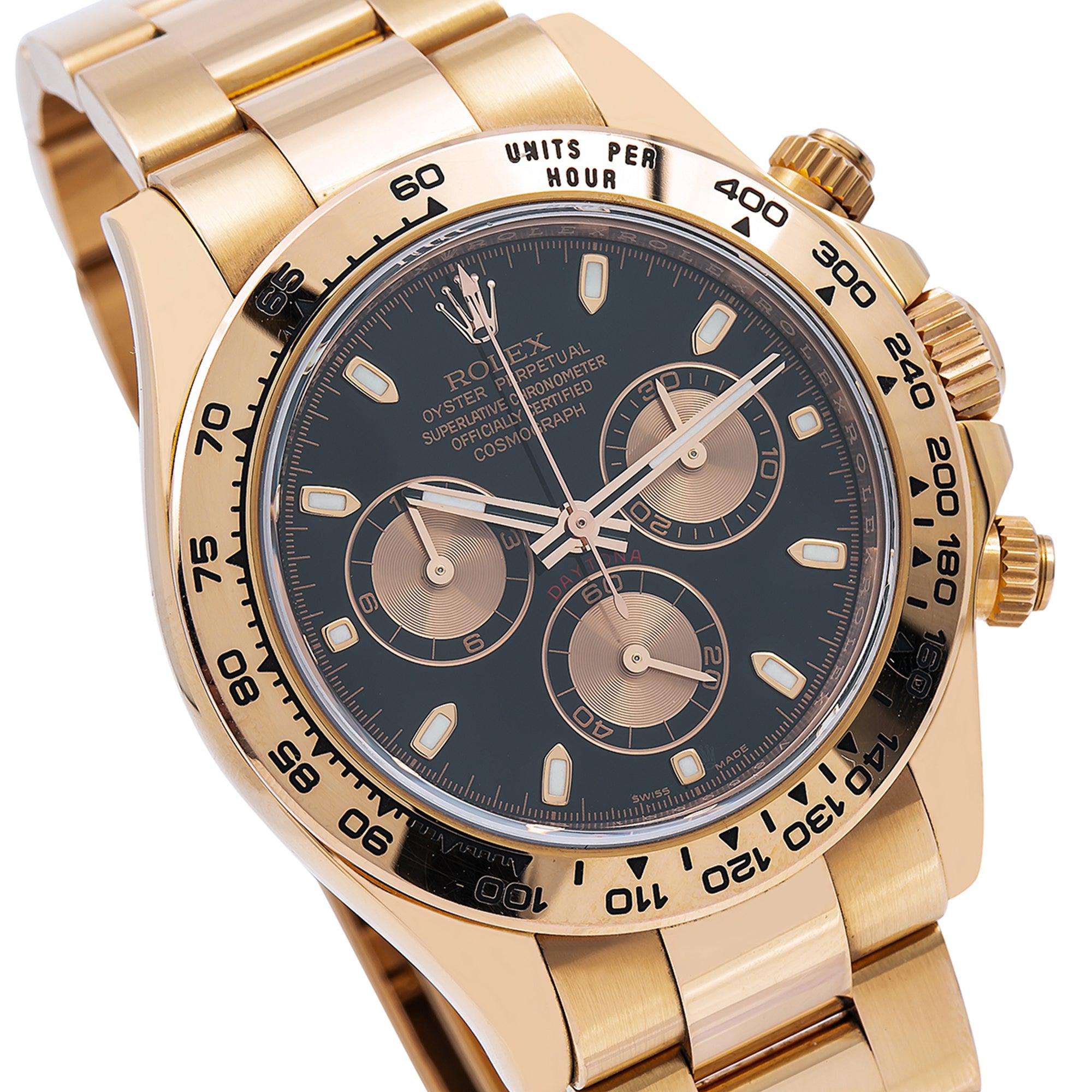 Rolex Cosmograph Daytona 40MM 116505 Black Dial Tachymeter Bezel 18K Rose Gold Oyster Bracelet