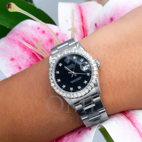 Rolex Datejust 68274 31MM Black Diamond Dial And Bezel With Oyster Bracelet