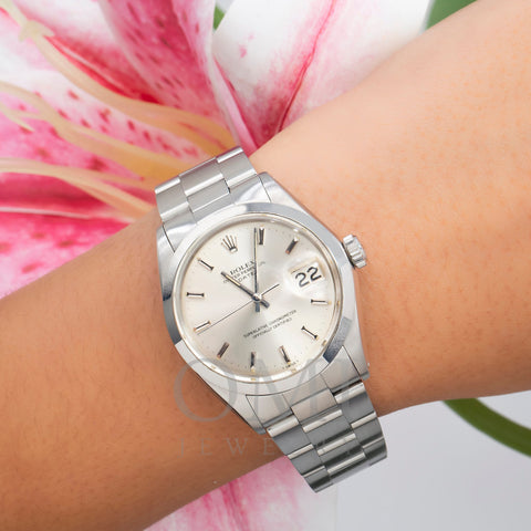 Rolex Oyster Perpetual Date 1500 35MM Silver Dial With Stainless Steel Oyster Bracelet