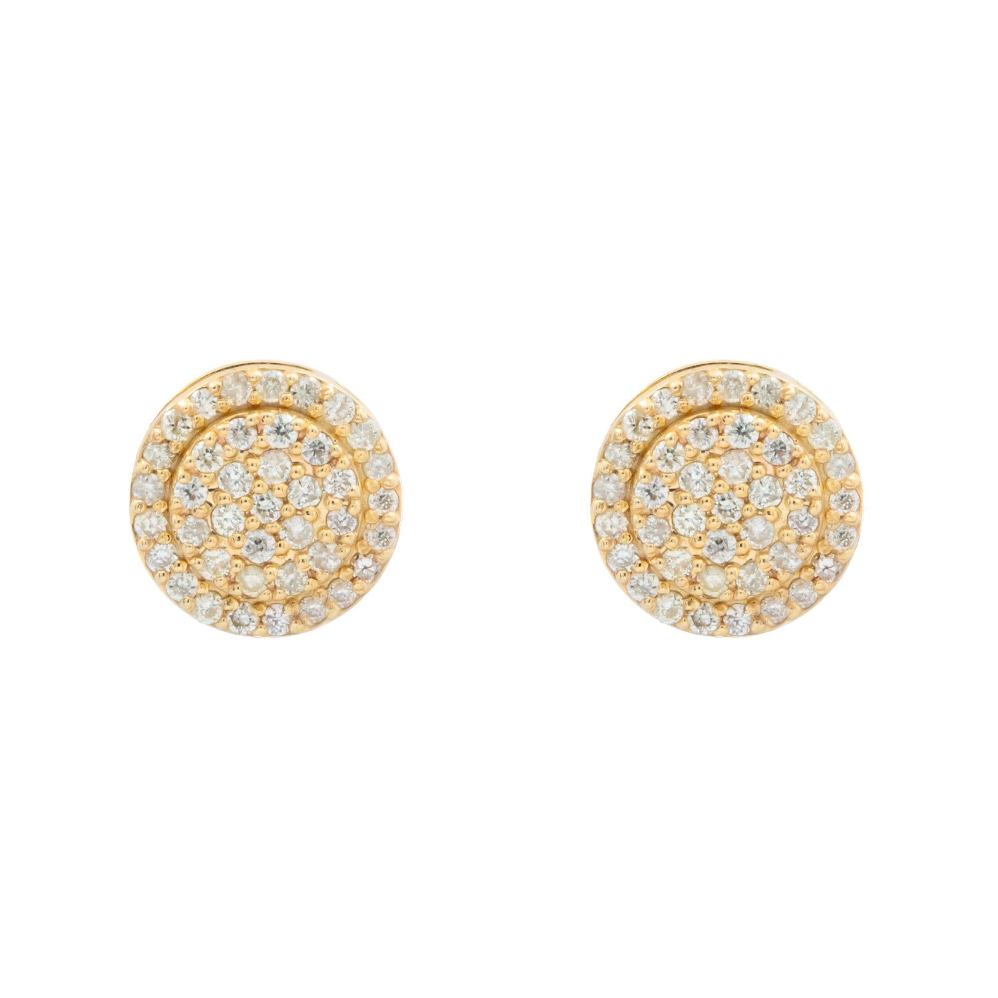 14K GOLD ROUND DIAMOND CIRCLE SHAPE EARRINGS 0.38 CTW