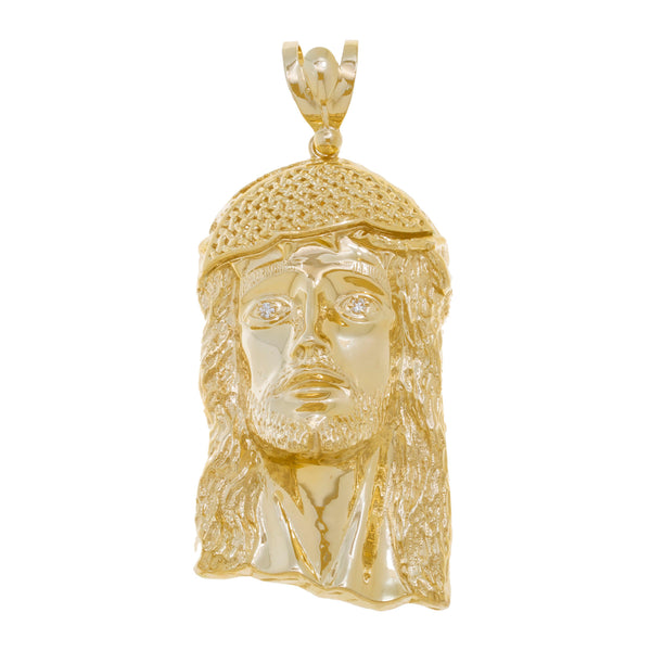 10K GOLD JESUS HEAD DIAMOND EYES PENDANT 77.0G