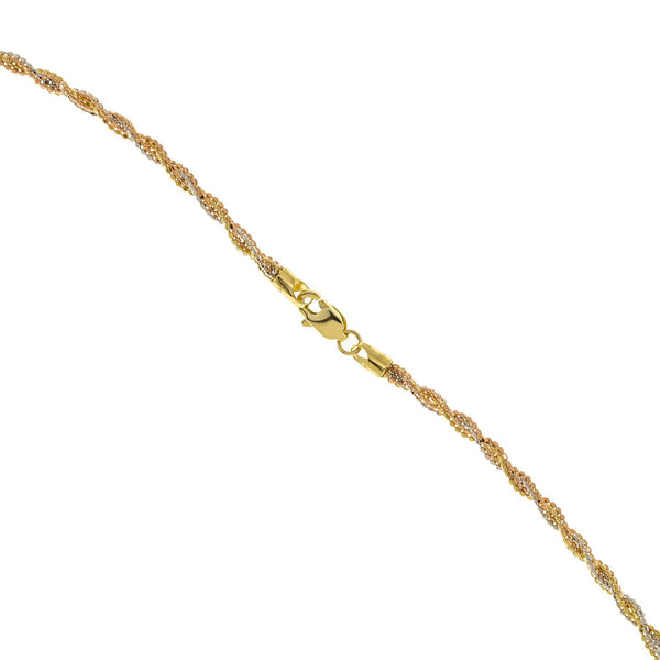 14K GOLD TRICOLOR DIAMOND CUT BEADED ROPE CHAIN OMI Jewelry