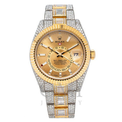 Rolex Sky-Dweller 326933 42MM Champagne Dial With 25.87 CT Diamonds