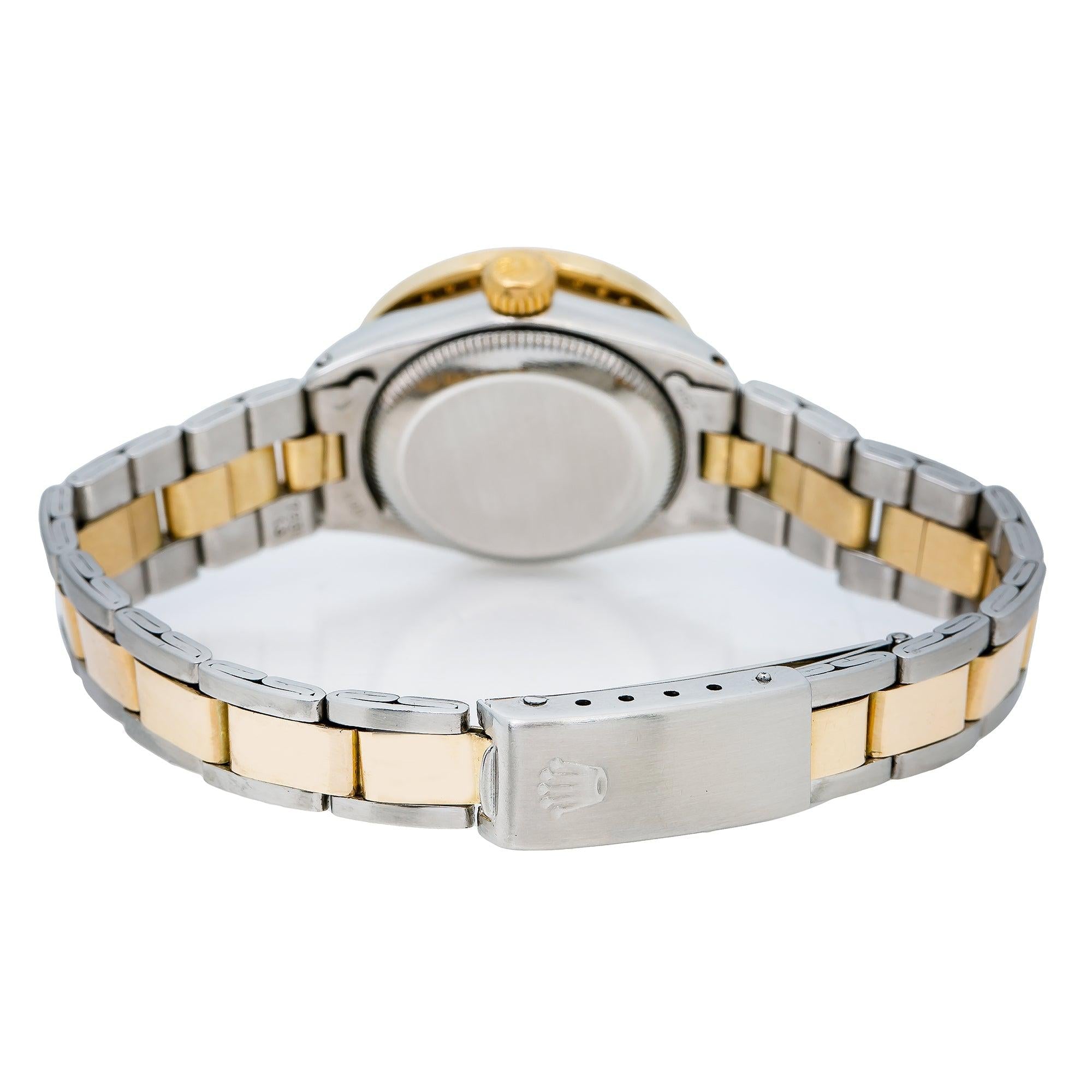 Rolex Datejust 26MM 69173 Pink Mother of Pearl Diamond Dial Diamond Bezel Two Tone Yellow Gold Oyster Bracelet