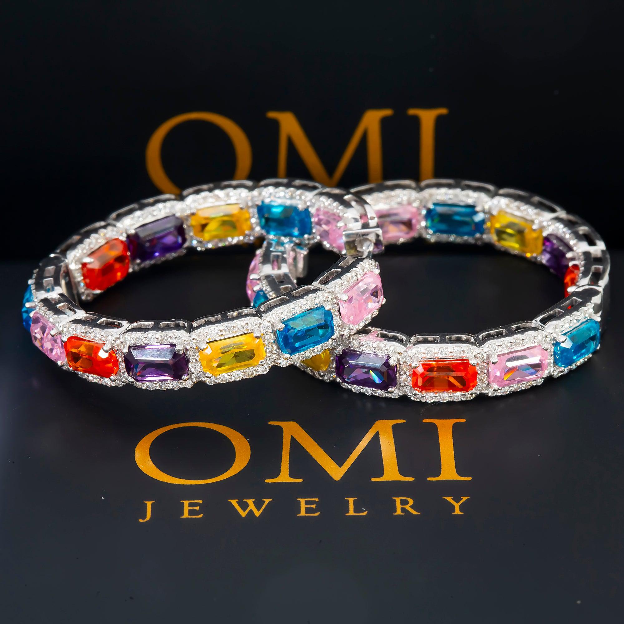 14K GOLD DIAMOND AND GEMSTONE HOOP EARRINGS 1.39 CTW