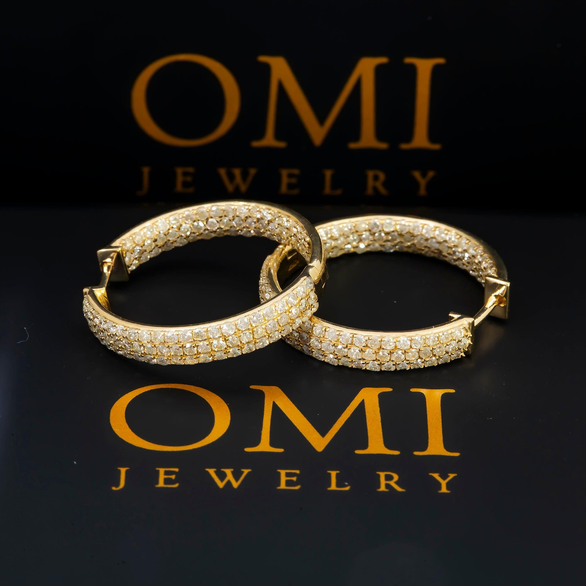 14K GOLD DIAMOND LADIES HOOP EARRINGS 1.14 CTW