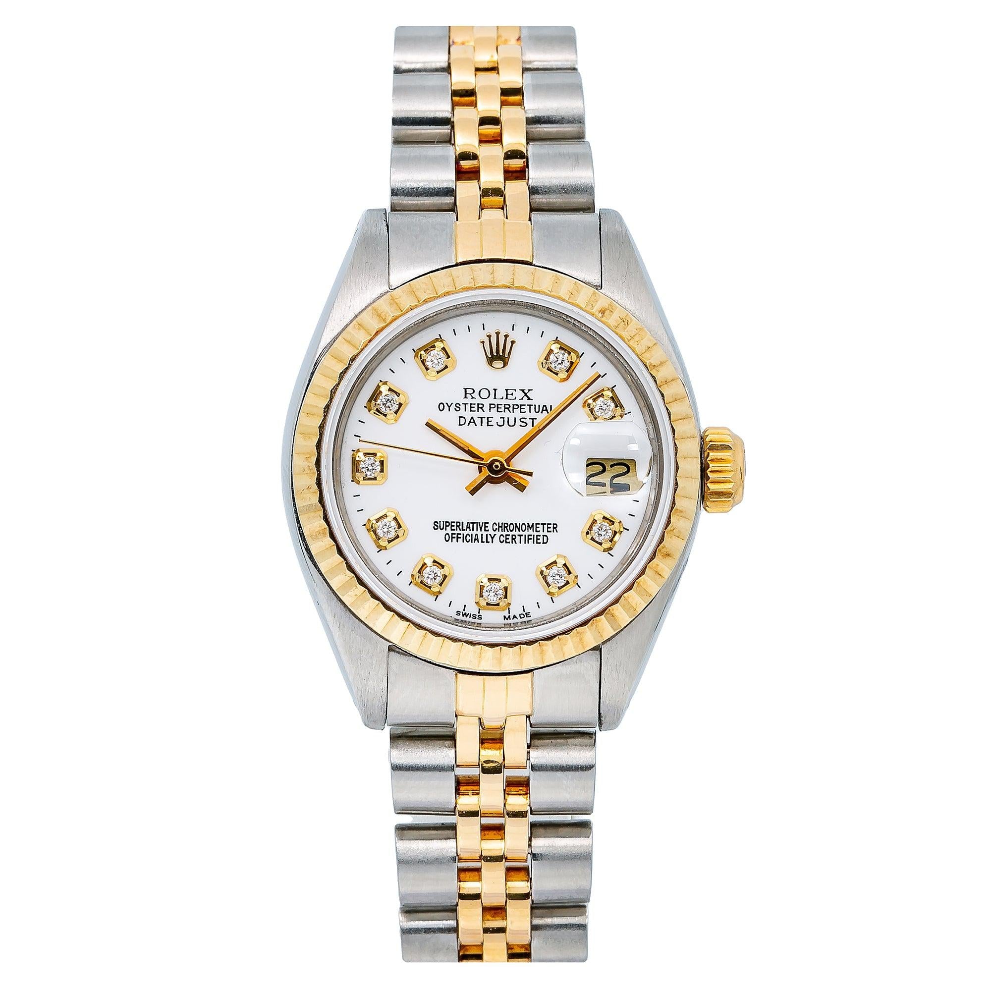 Rolex Datejust 26MM 6917 White Diamond Dial Diamond Bezel Two Tone Jubilee Bracelet