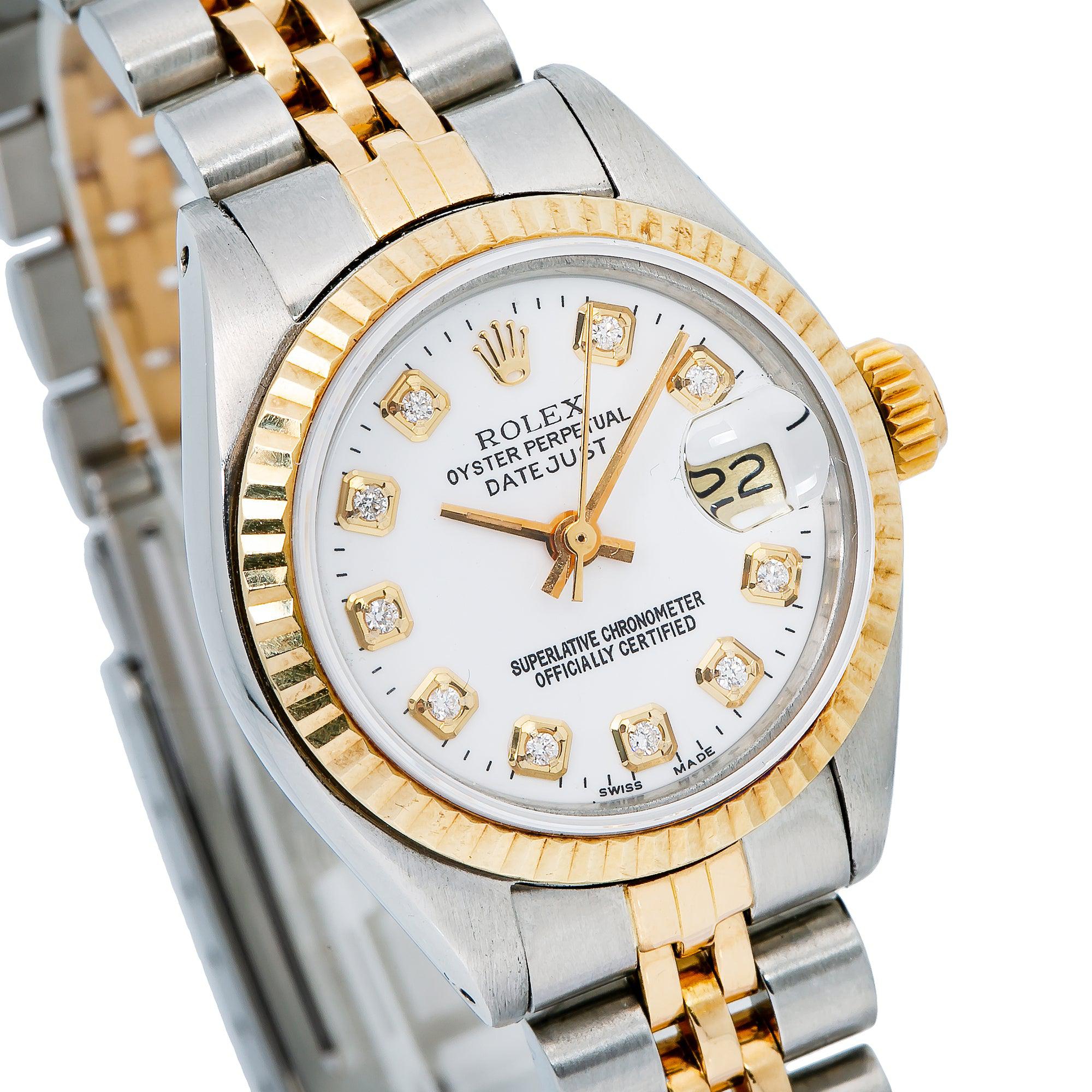 Rolex Datejust 26MM 6917 White Diamond Dial Diamond Bezel Two Tone Jubilee Bracelet