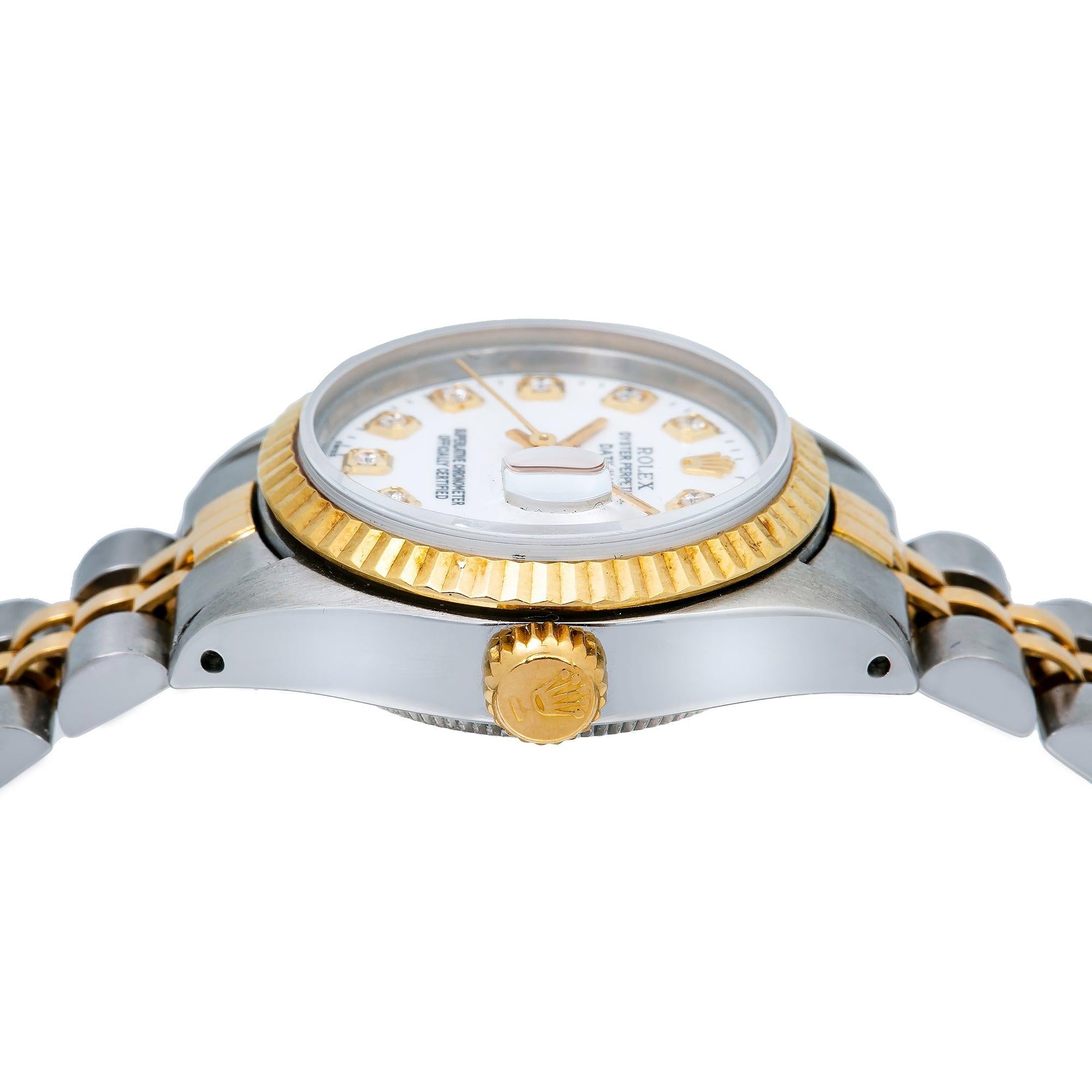 Rolex Datejust 26MM 6917 White Diamond Dial Diamond Bezel Two Tone Jubilee Bracelet