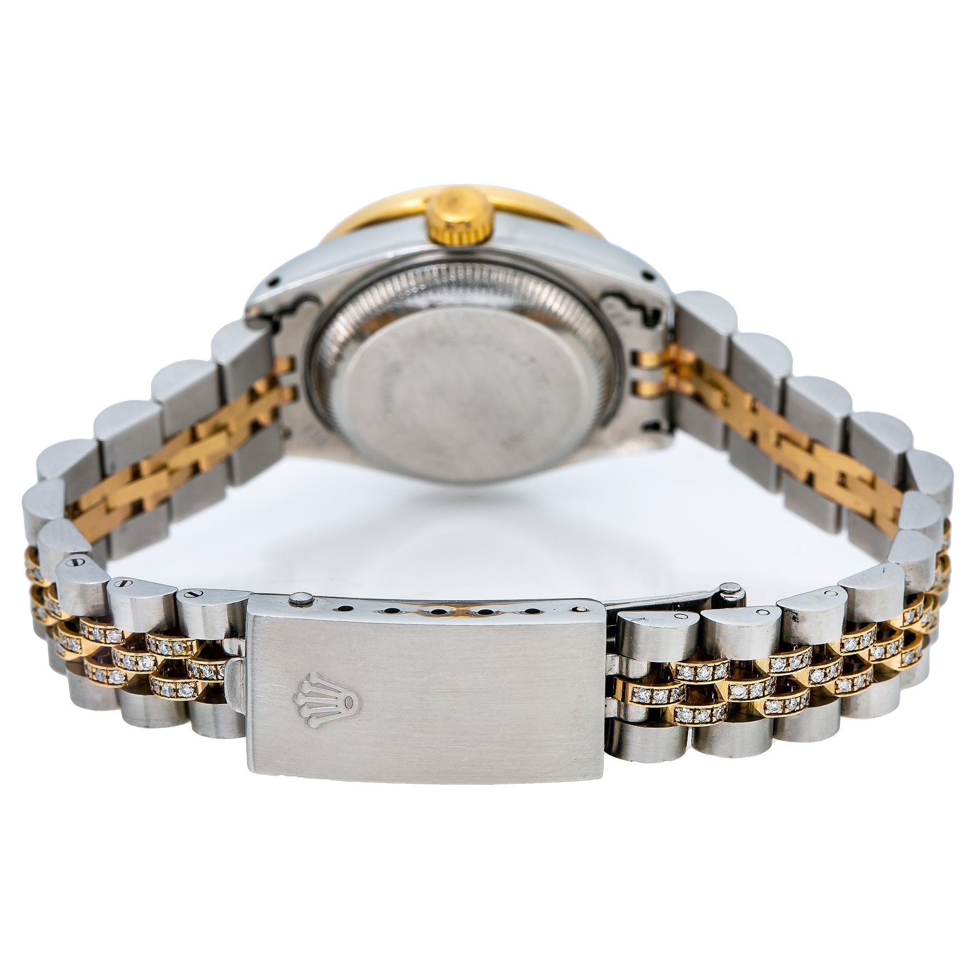 Rolex Datejust 26MM 6917 Purple Diamond Dial Diamond Bezel Two Tone Yellow Gold Semi Diamond Jubilee Bracelet