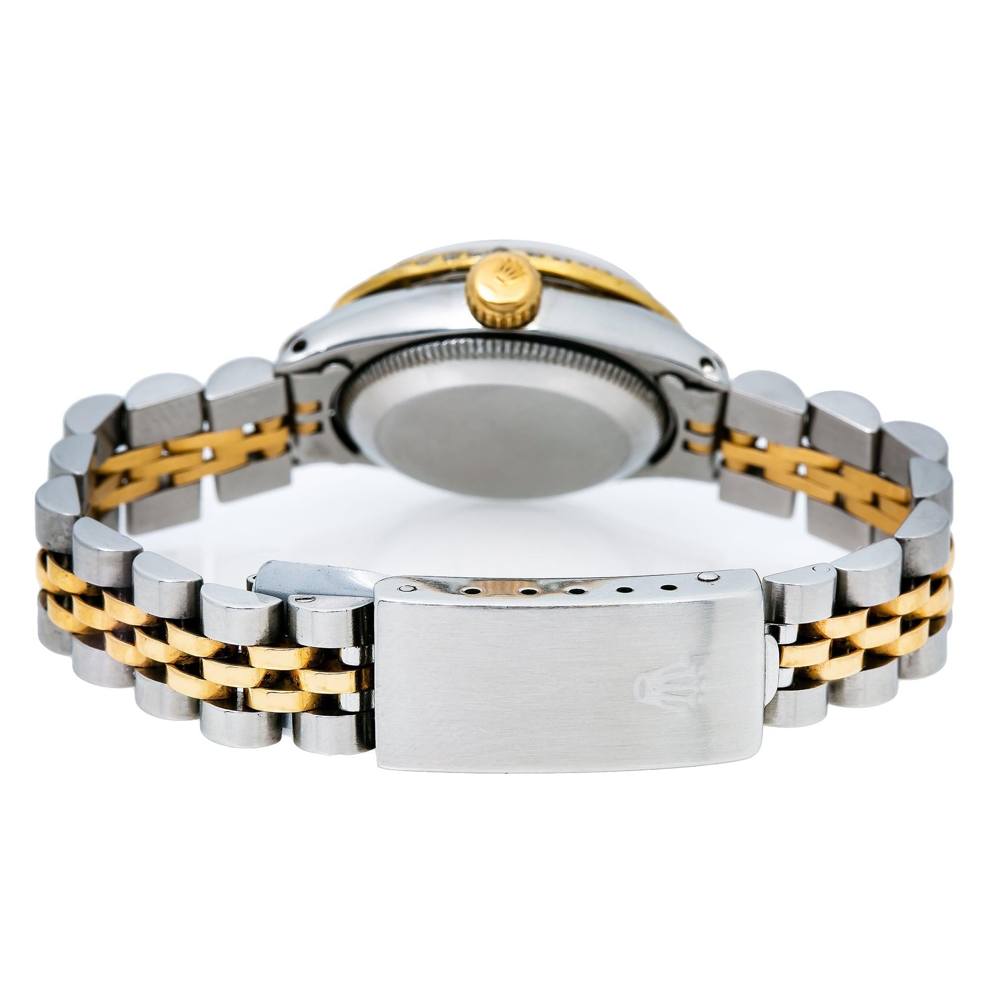 Rolex Datejust 26MM 69173 White Mother of Pearl Diamond Dial Diamond Bezel Two Tone Yellow Gold Jubilee Bracelet