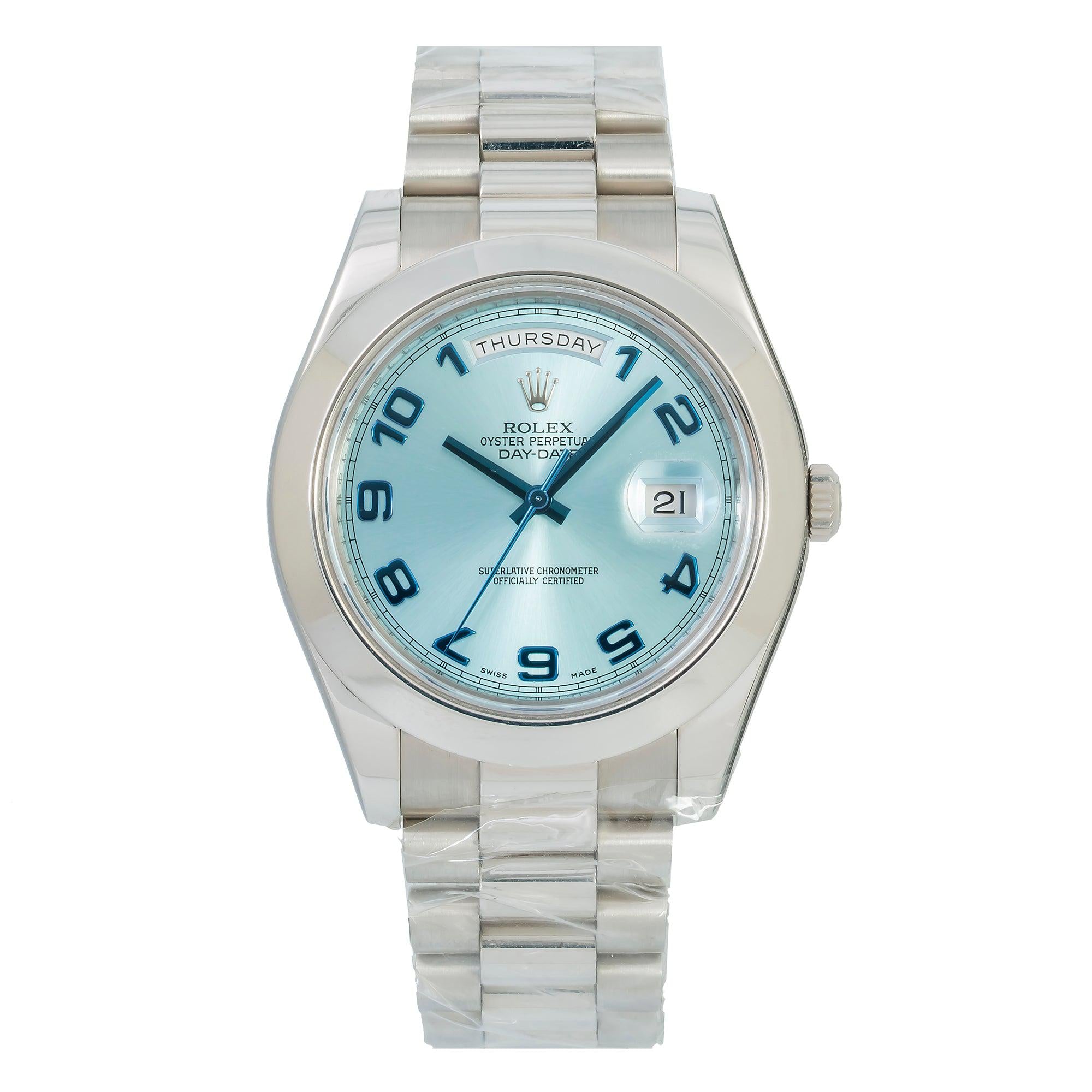 Rolex Day-Date II 41MM 218206 Ice Blue Arabic Dial Platinum Bezel Platinum President Bracelet
