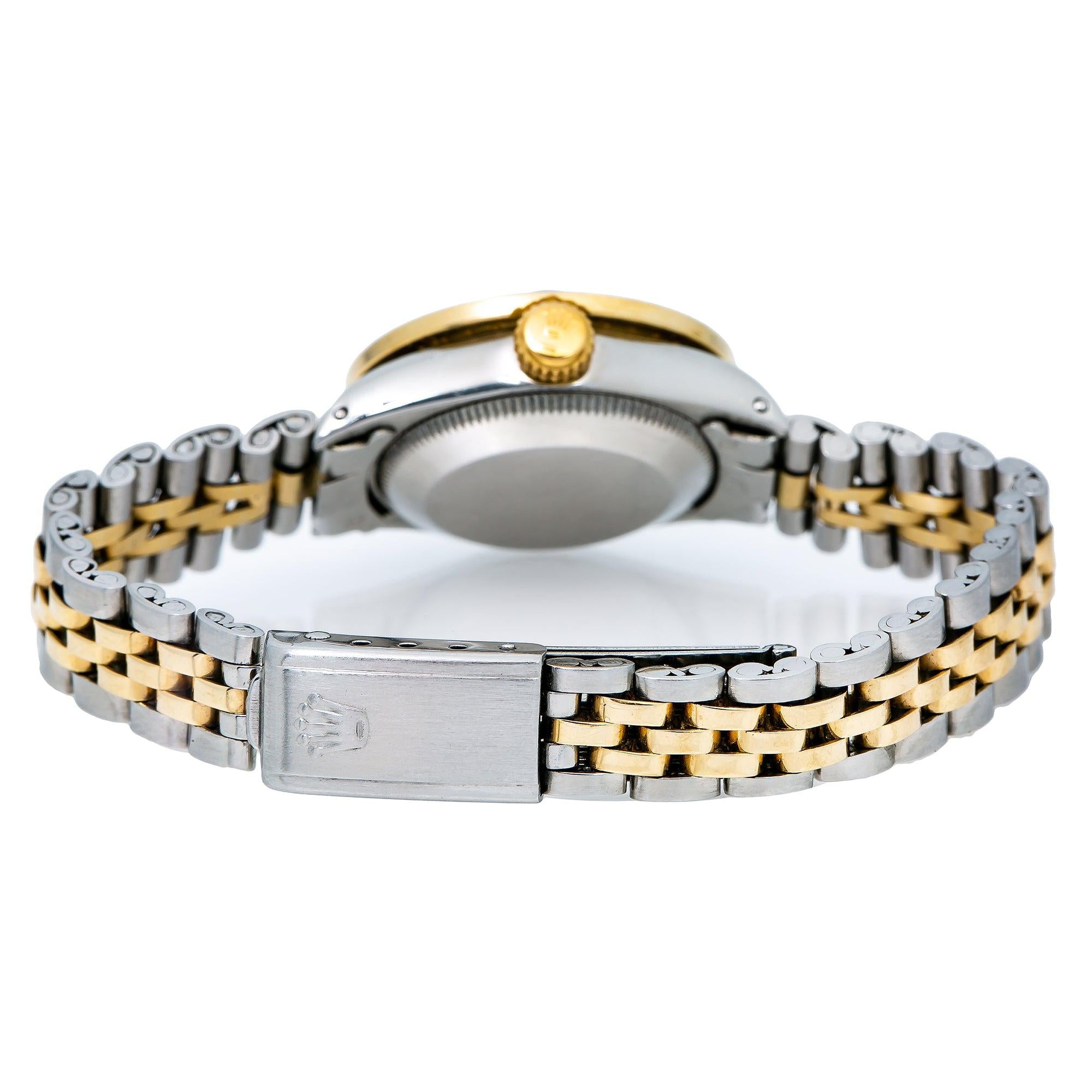 Rolex Datejust 26MM 69173 Blue Mother of Pearl Diamond Dial Diamond Bezel Two Tone Yellow Gold Jubilee Bracelet