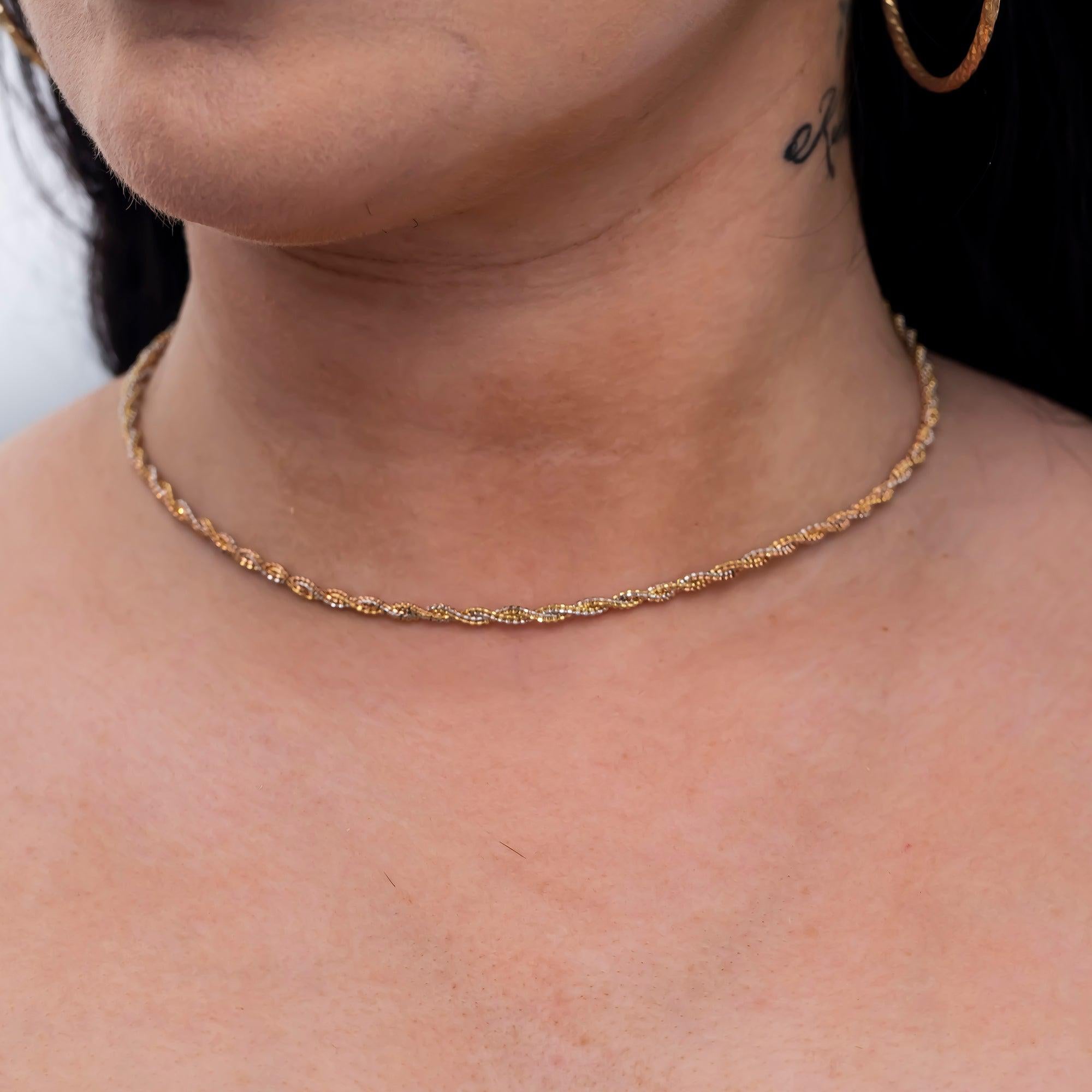 14K GOLD TRI-COLOR DIAMOND CUT BEADED ROPE CHAIN