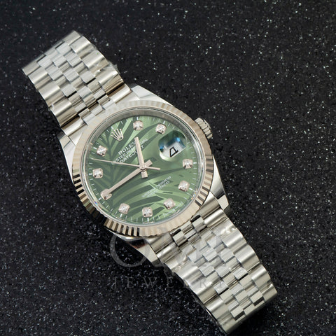 Rolex Datejust 126234 36MM Green Dial With White Gold Case And Stainless Steel Jubilee Bracelet