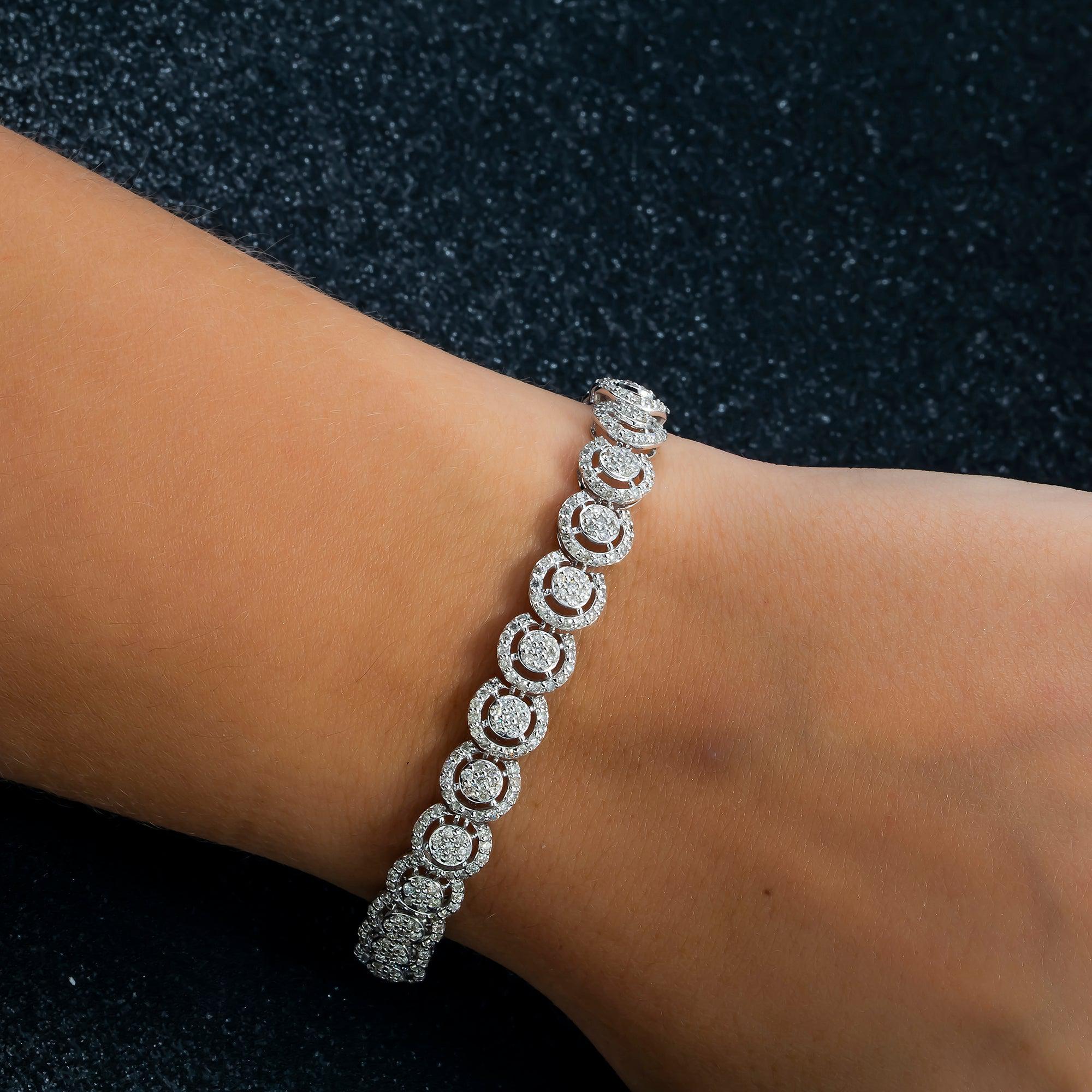 14K GOLD ROUND DIAMOND CIRCLE SHAPE BRACELET 4.03 CT