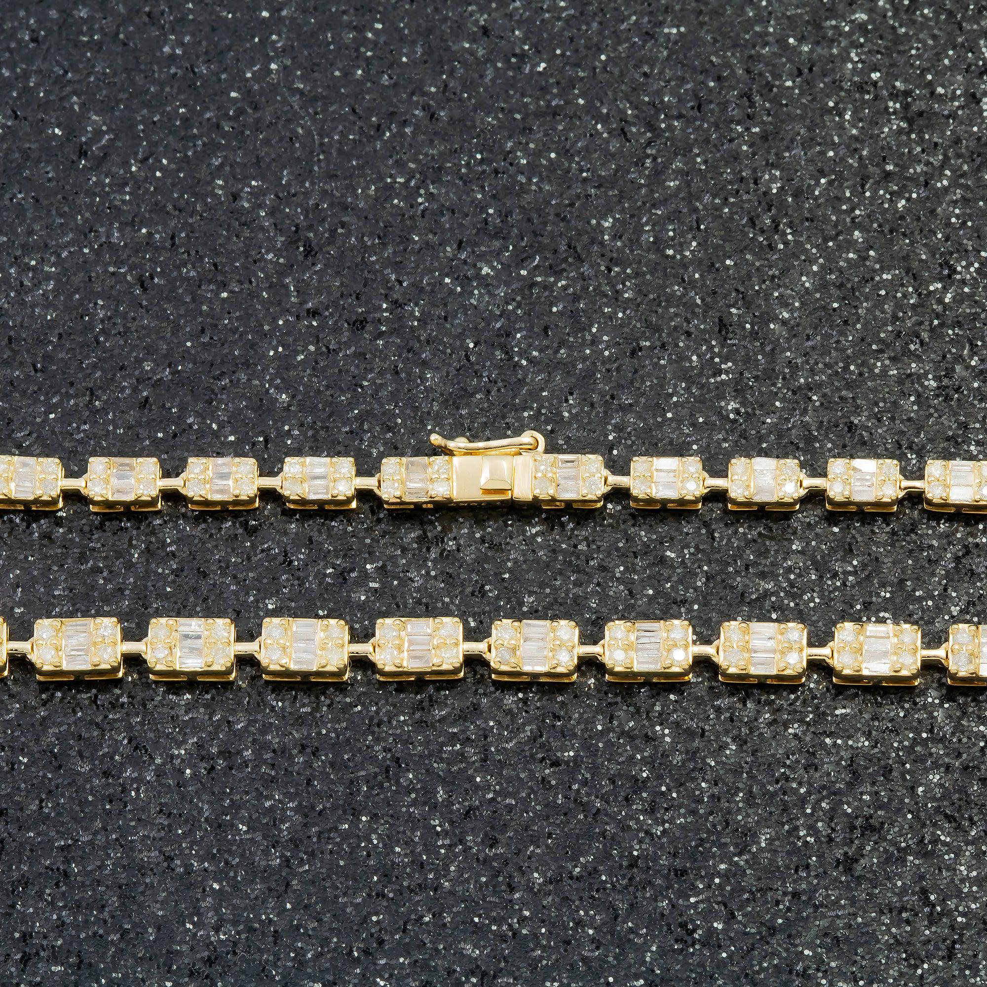 10K GOLD LADIES BAGUETTE DIAMOND CHAIN 4.61 CT