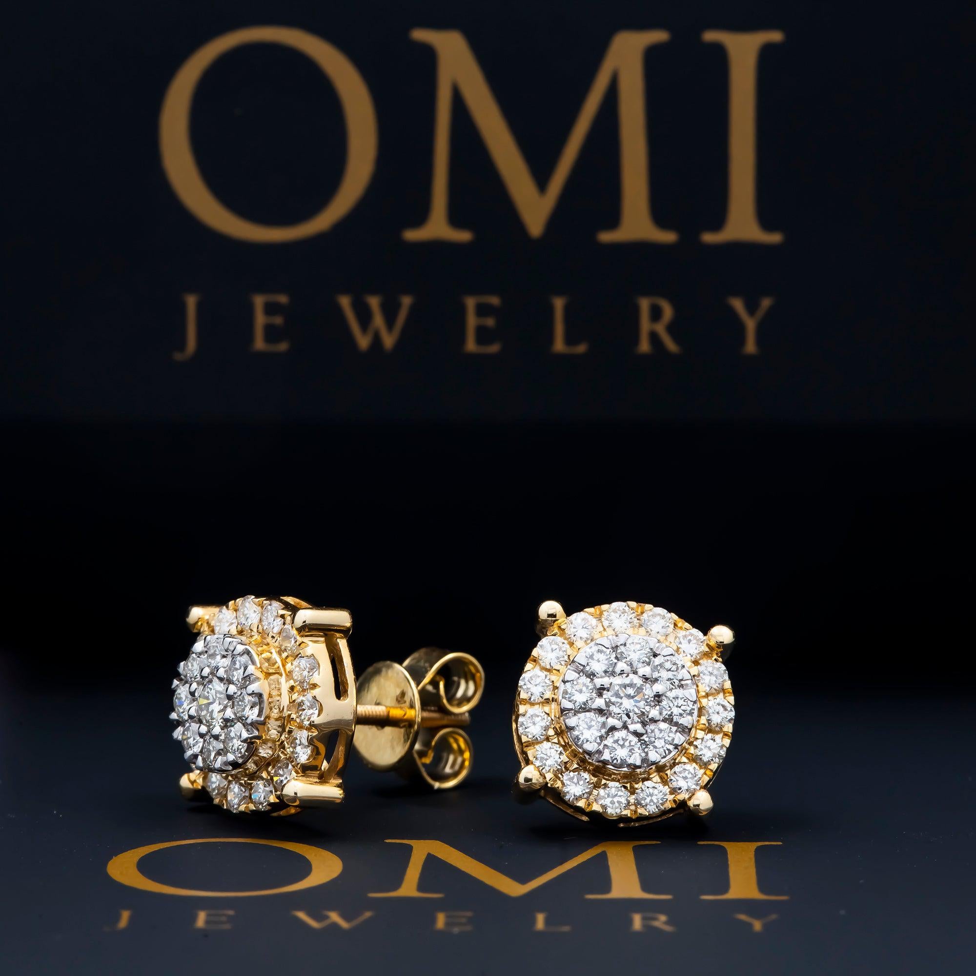 10K GOLD ROUND DIAMOND CLUSTER EARRINGS 1.01 CTW