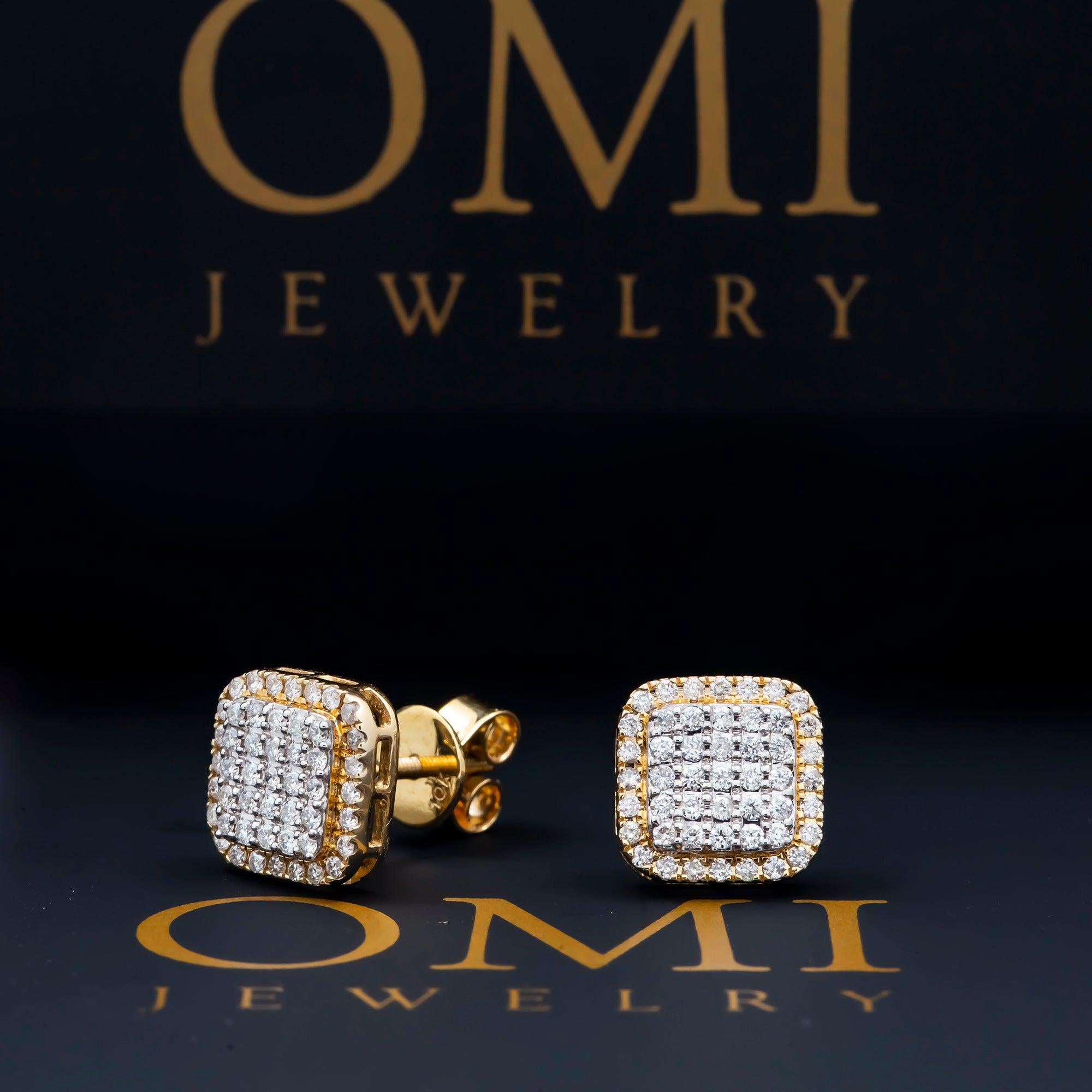 10K GOLD ROUND DIAMOND SQUARE EARRINGS 0.49 CTW
