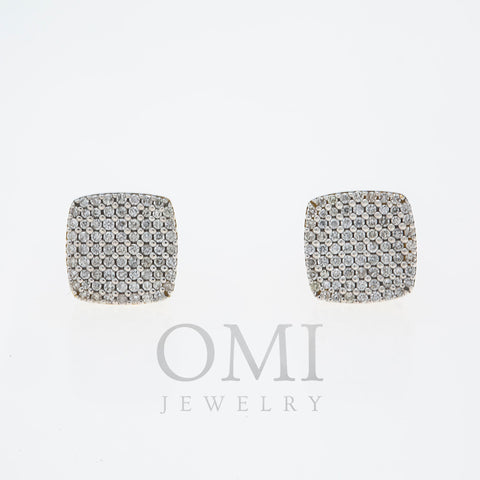 10K GOLD ROUND DIAMOND CLUSTER SQUARE EARRINGS 0.53 CTW