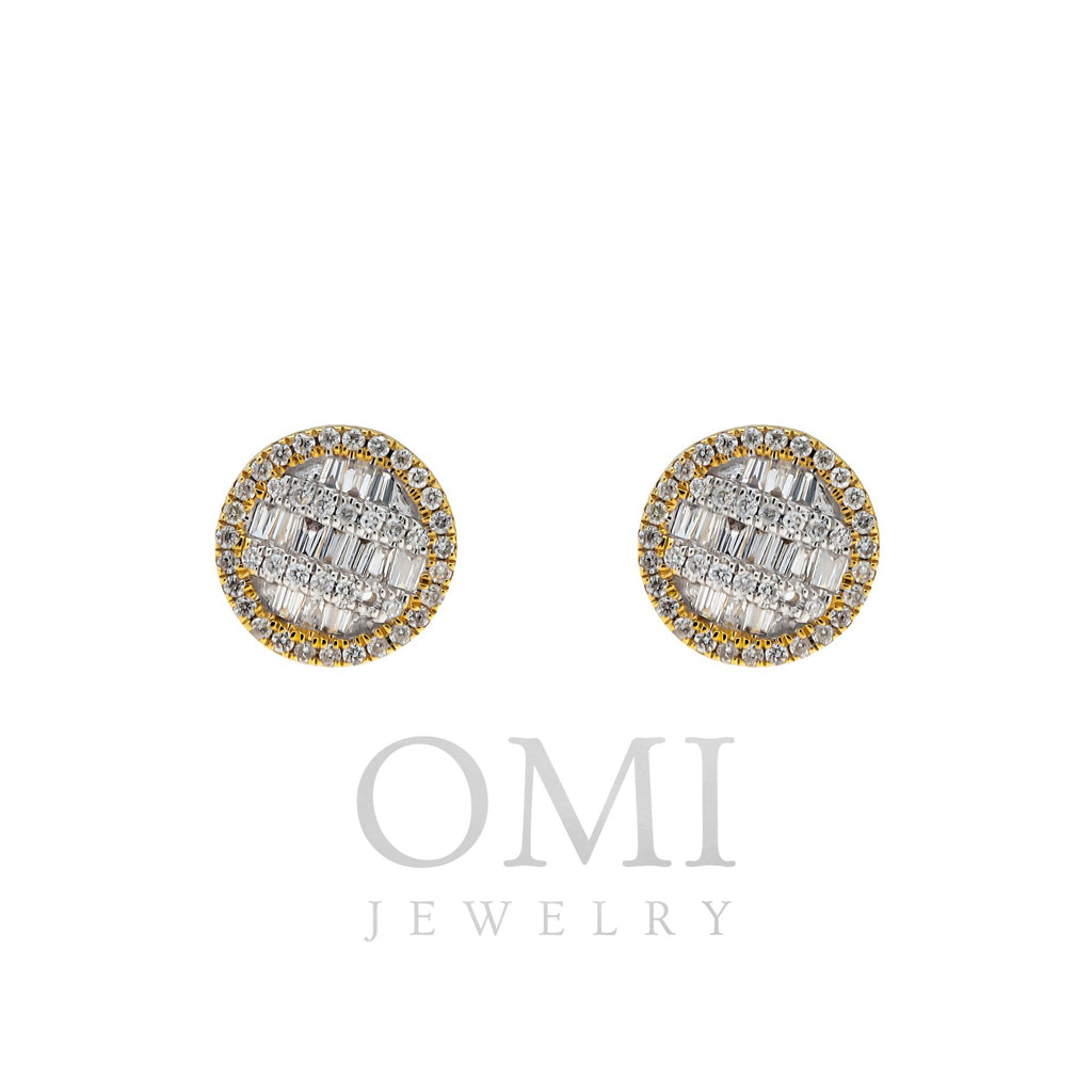 10K GOLD BAGUETTE AND ROUND DIAMOND EARRINGS 0.46 CTW