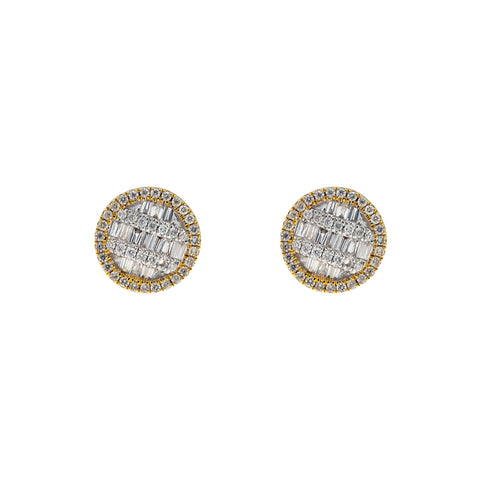 10K GOLD BAGUETTE AND ROUND DIAMOND EARRINGS 0.43 CTW