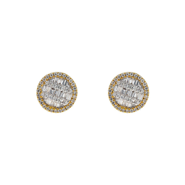 10K GOLD BAGUETTE AND ROUND DIAMOND EARRINGS 0.43 CTW