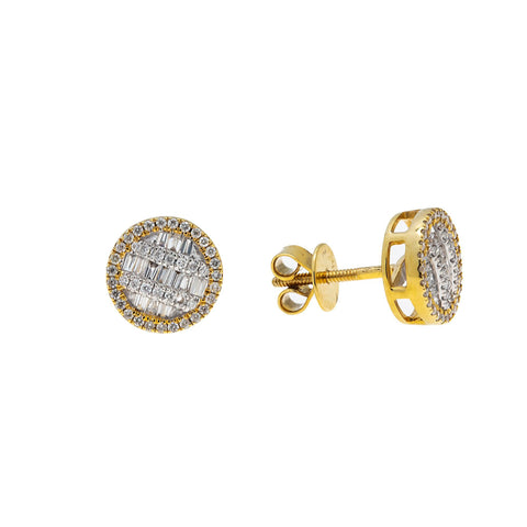 10K GOLD BAGUETTE AND ROUND DIAMOND EARRINGS 0.43 CTW